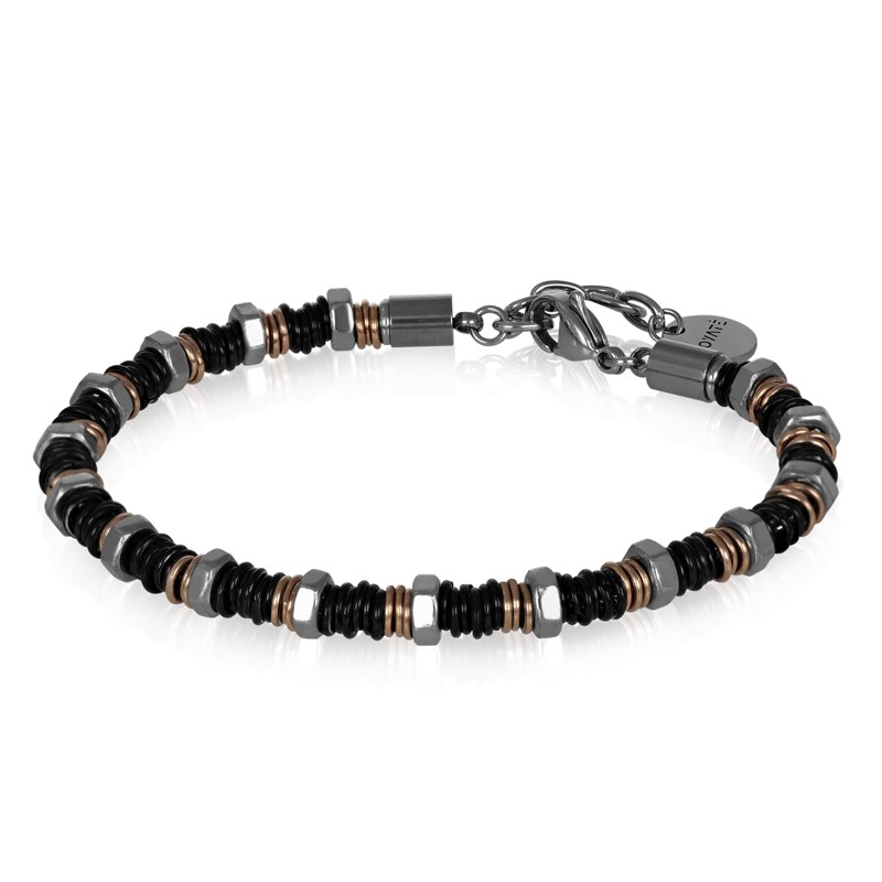 Pulsera de hombre en acero con pernos negros - GOYATE