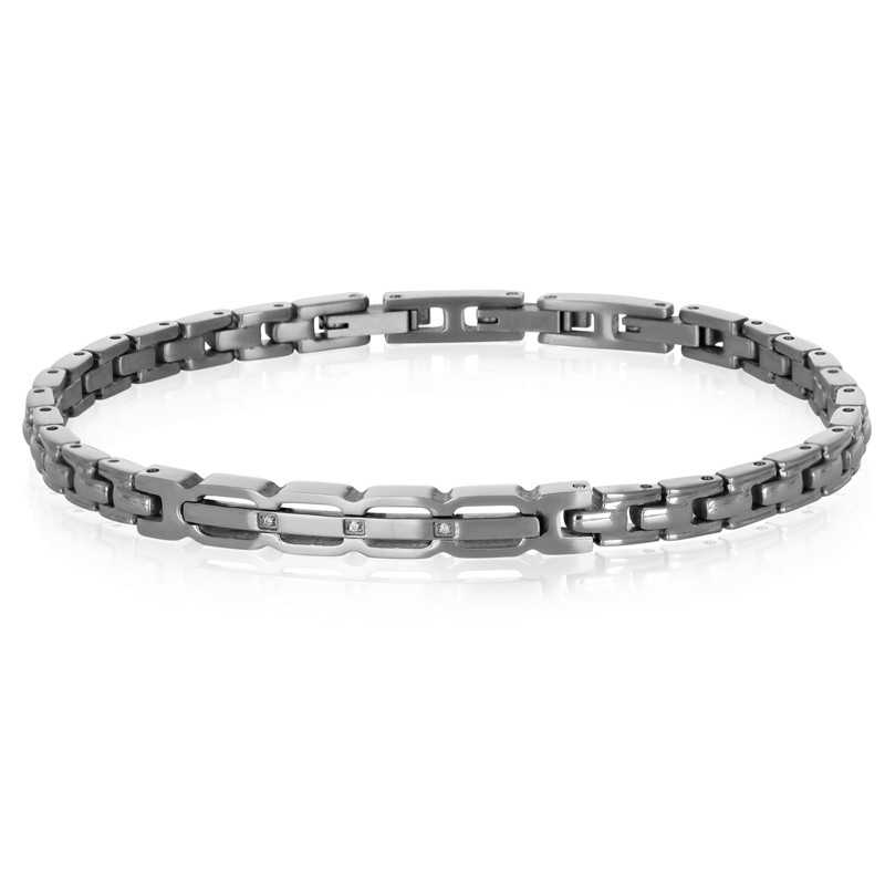 Pulsera de hombre en acero con circonitas blancas - GOYATE