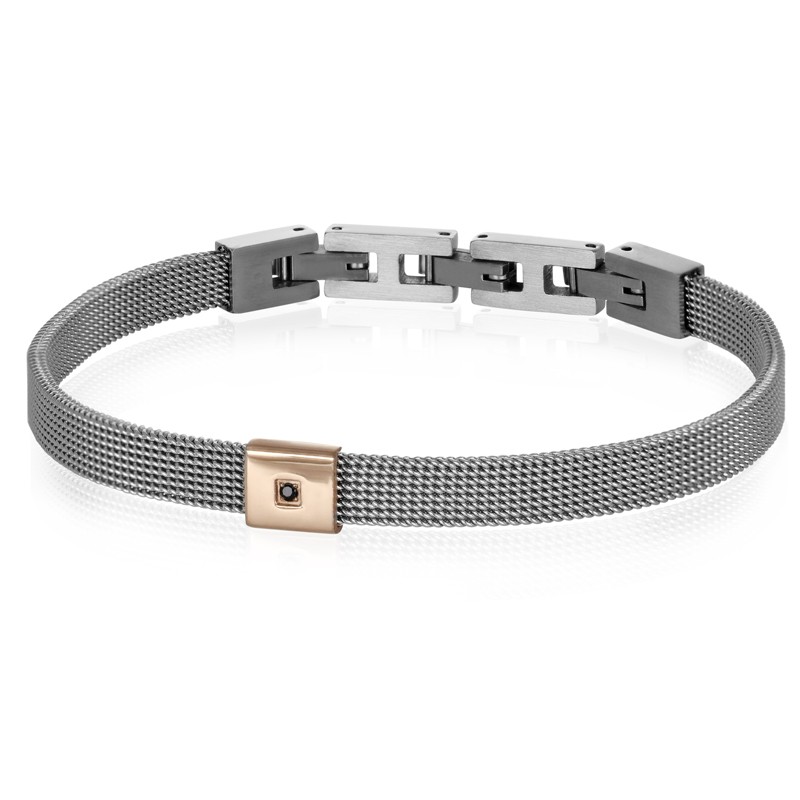 Bracciale uomo in acciaio e zircone nero - GOYATE