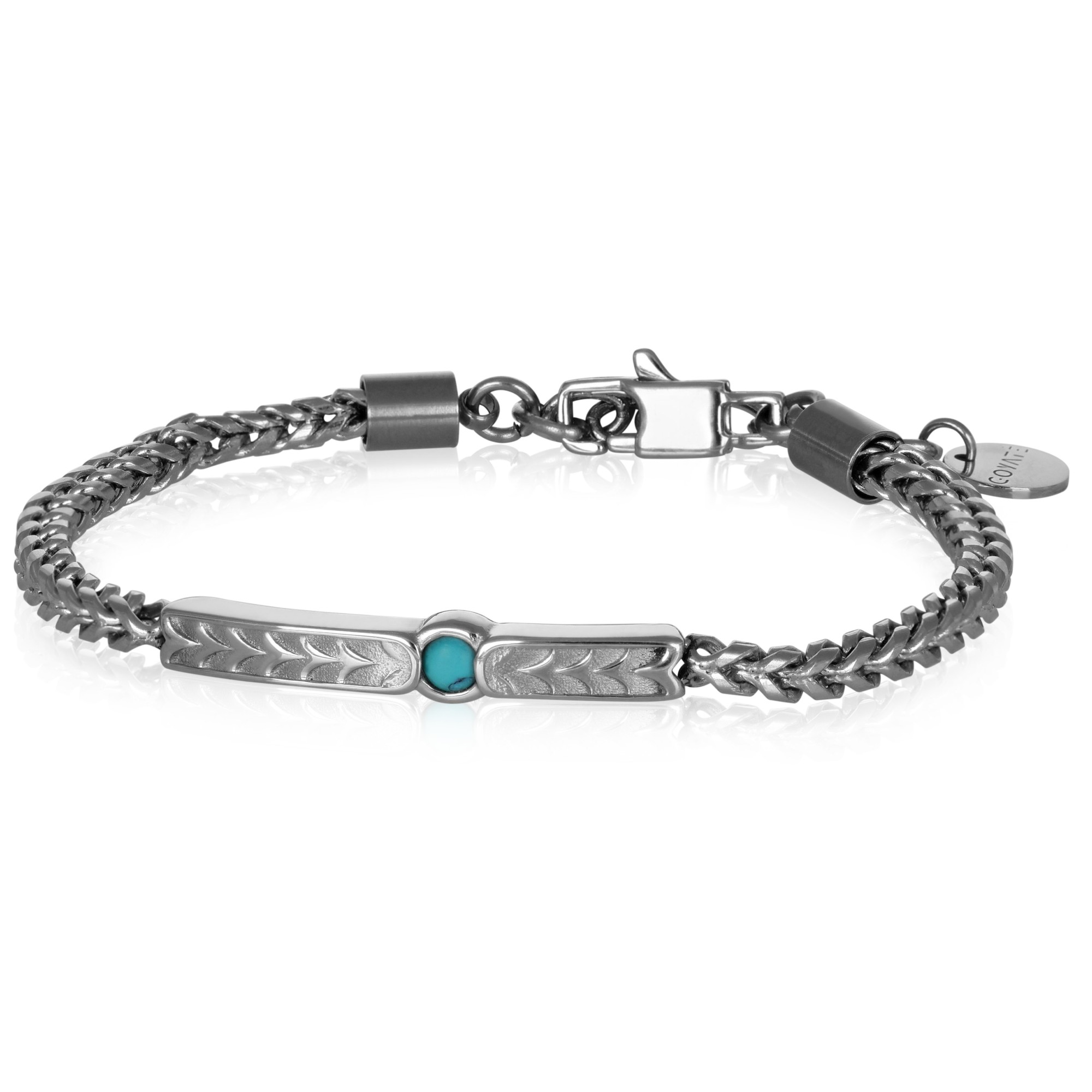 Pulsera de hombre en acero con howlita turquesa - GOYATE