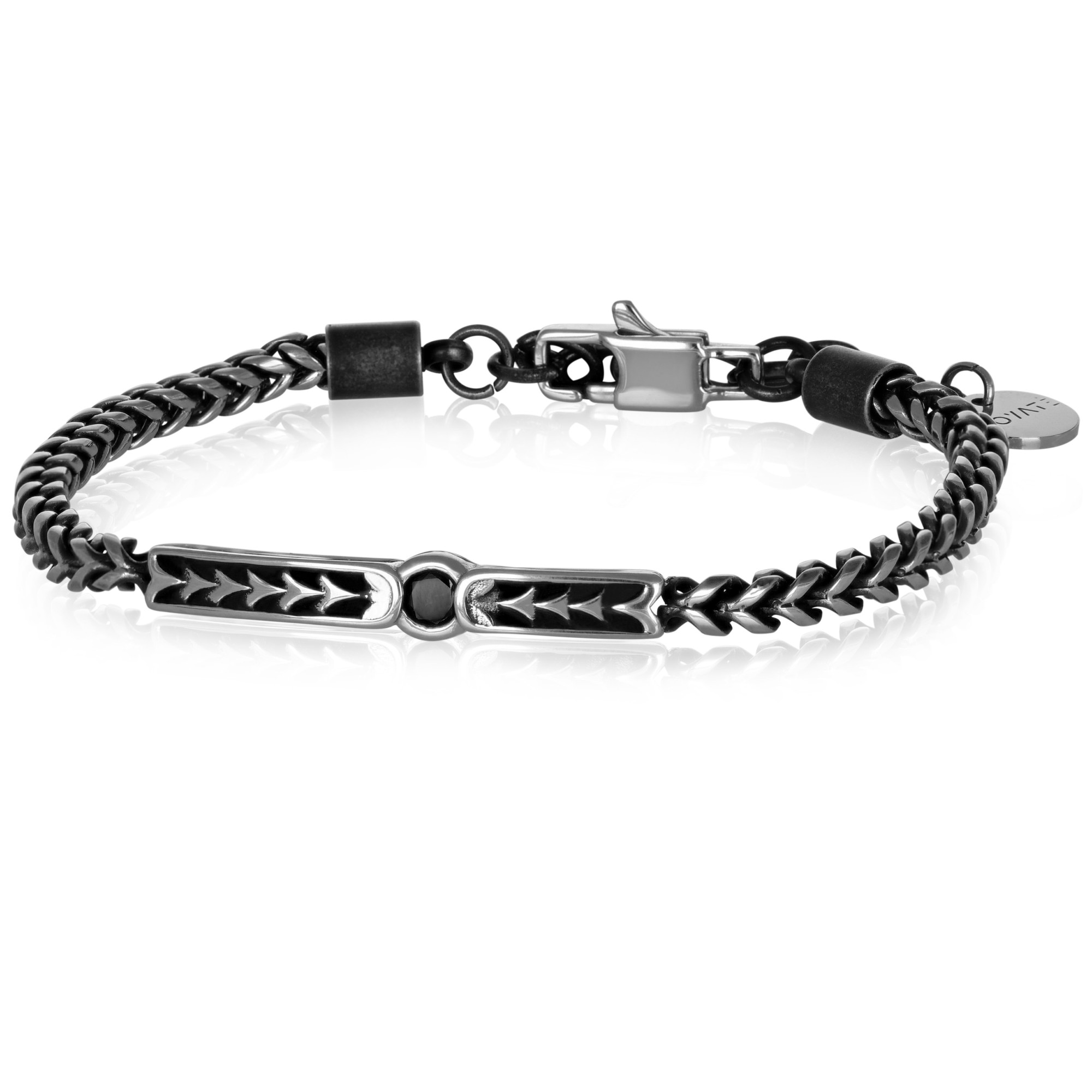 Pulsera de hombre en acero con circonitas negras - GOYATE