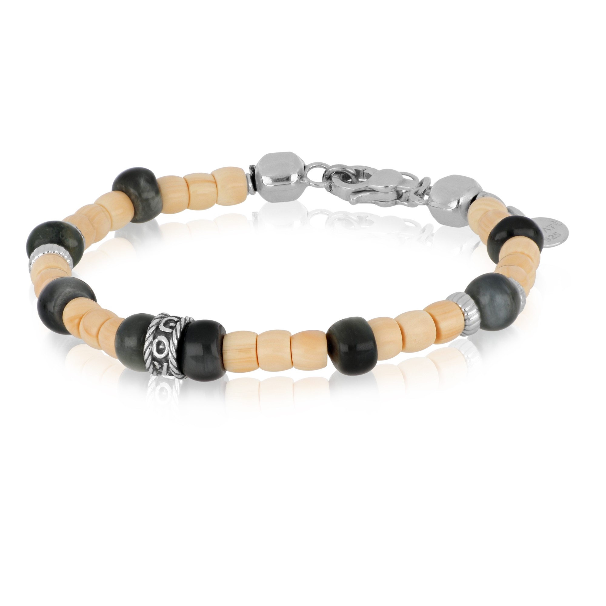 Bracciale uomo in argento 925 e bambù - GOYATE