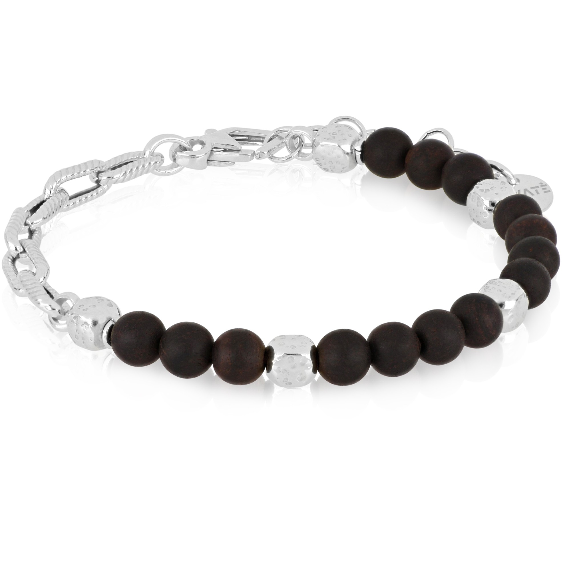 Bracciale uomo in argento 925 e legno - GOYATE