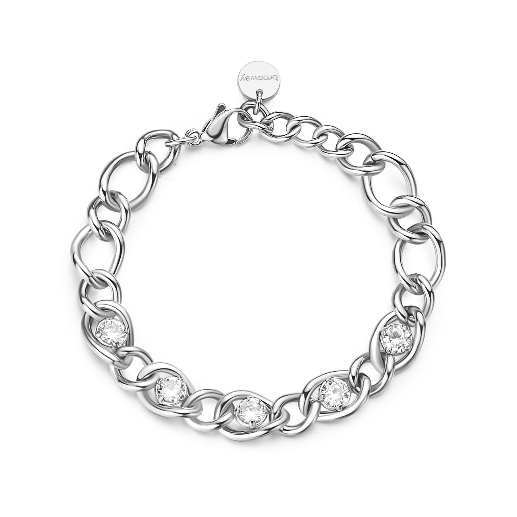 Ribbon steel bracelet with white cubic zirconia - BROSWAY