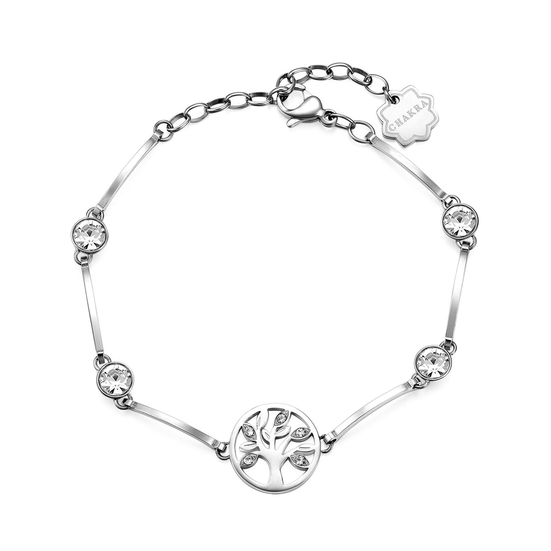 Bracciale Chakra in acciaio con albero della vita e zirconi - BROSWAY