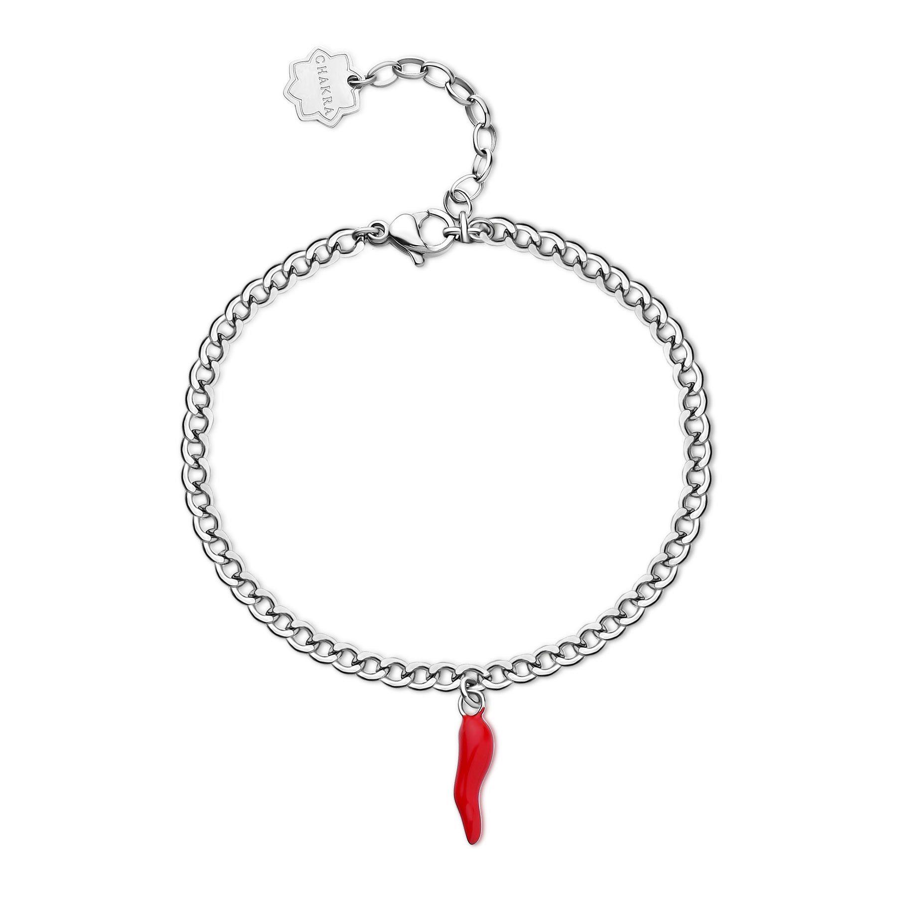 Bracciale Chakra in acciaio con cornetto rosso - BROSWAY