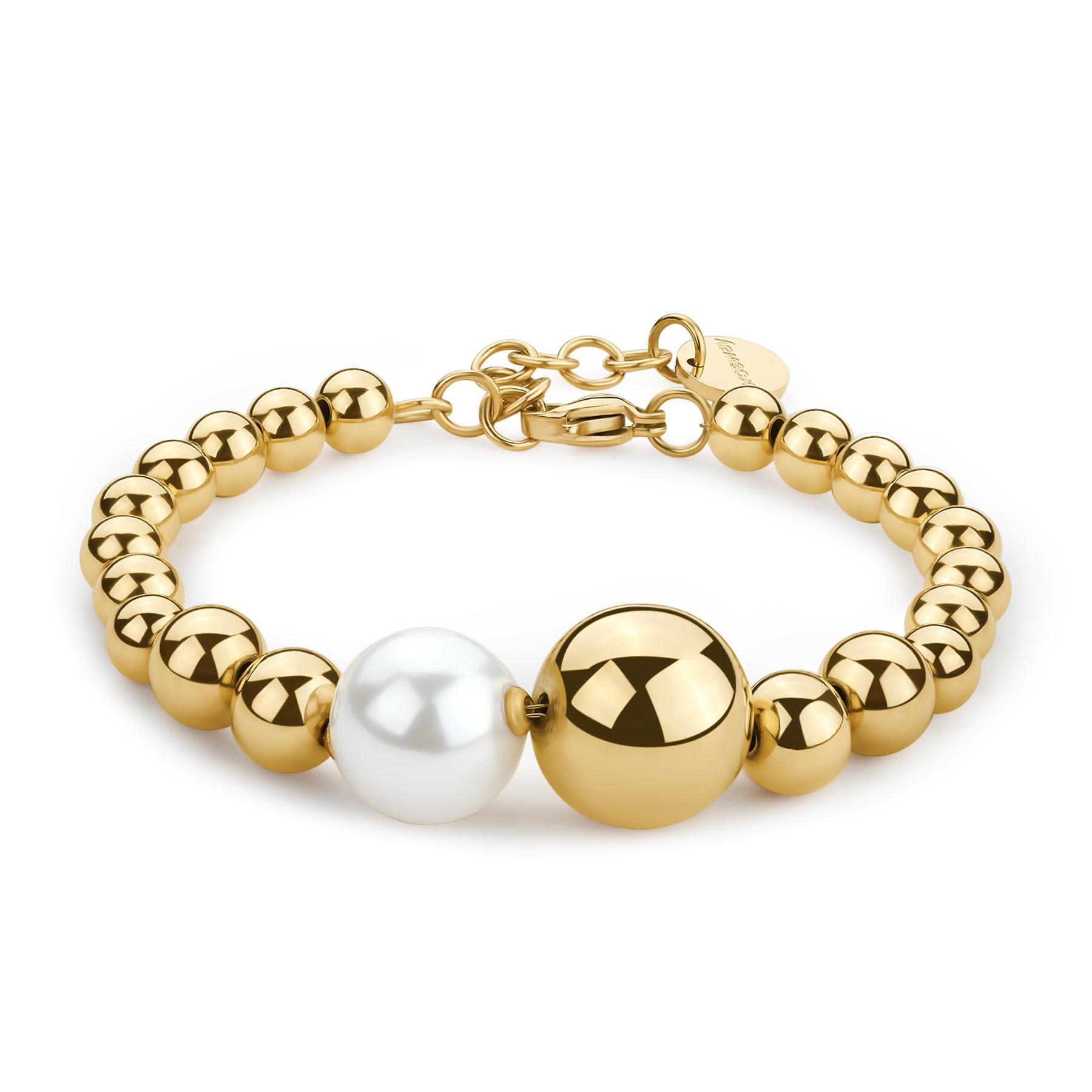 Perfect steel bracelet with white pearls - BROSWAY