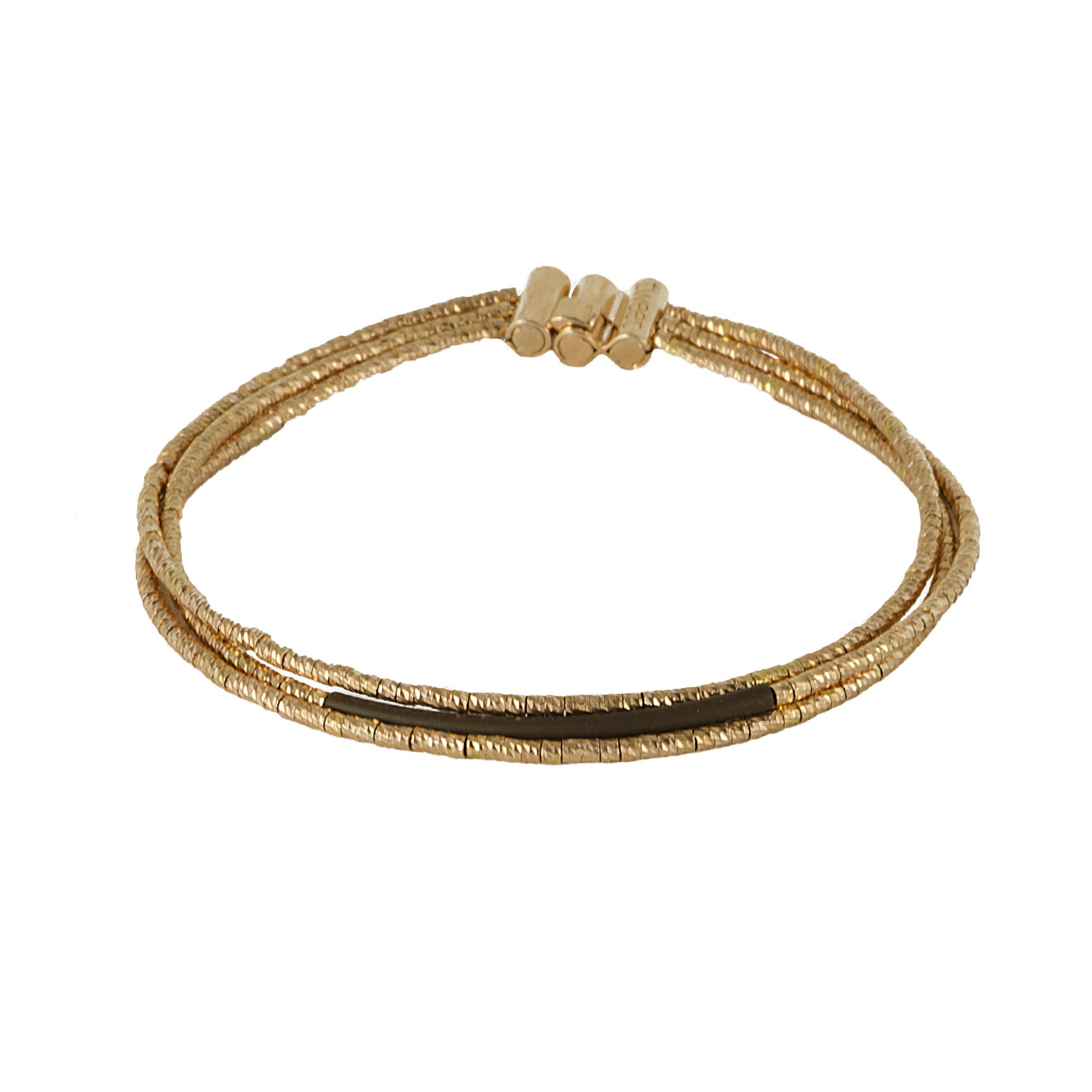 BRACCIALE IN ARGENTO A TRE FILI E SOFT TOUCH NERO - PESAVENTO