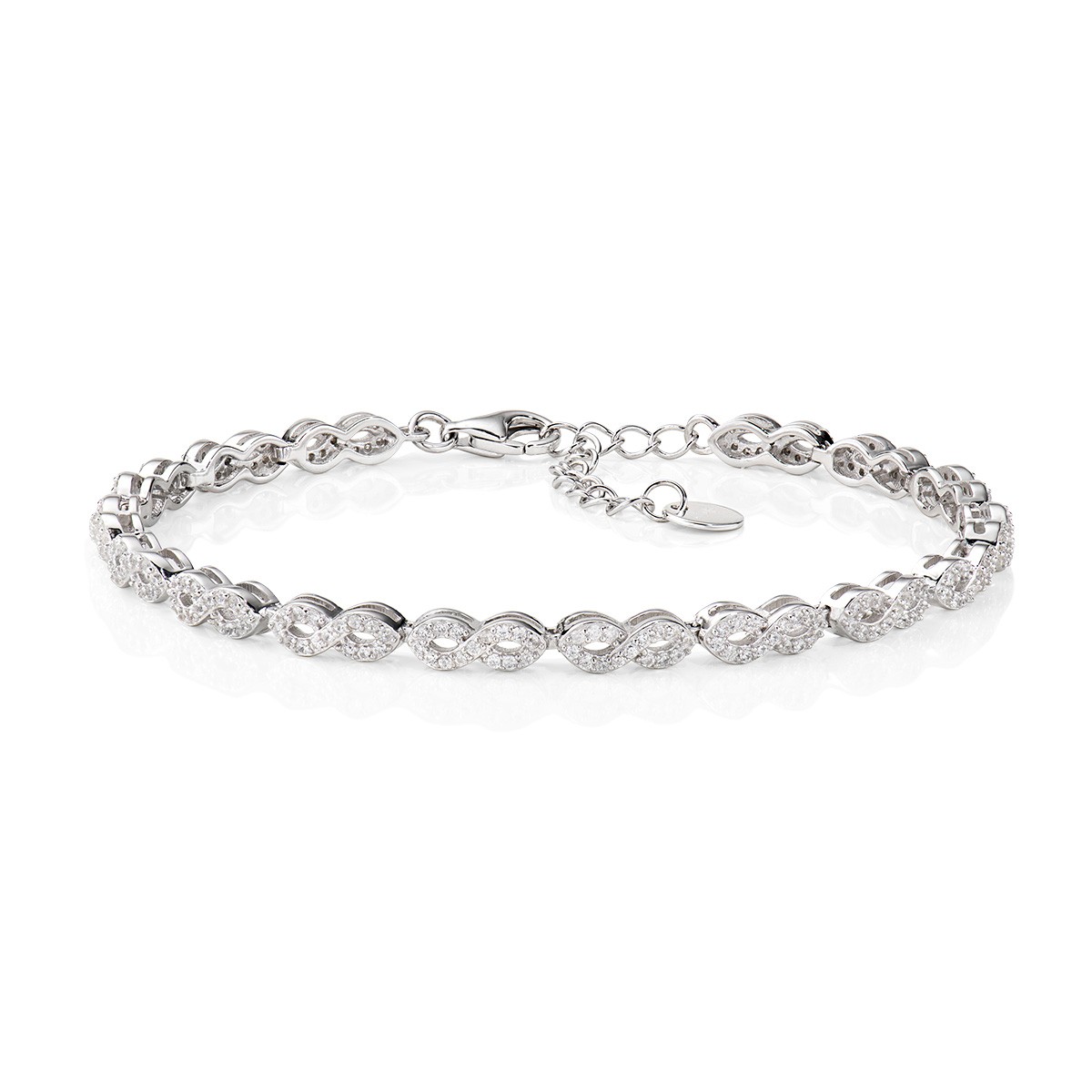 Bracciale in argento con zirconi e simbolo infinito - AMEN