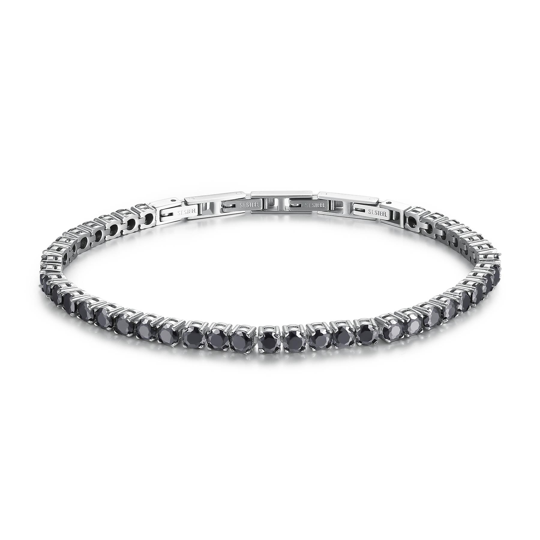 Bracciale Avantgarde in acciaio con zirconi neri - BROSWAY