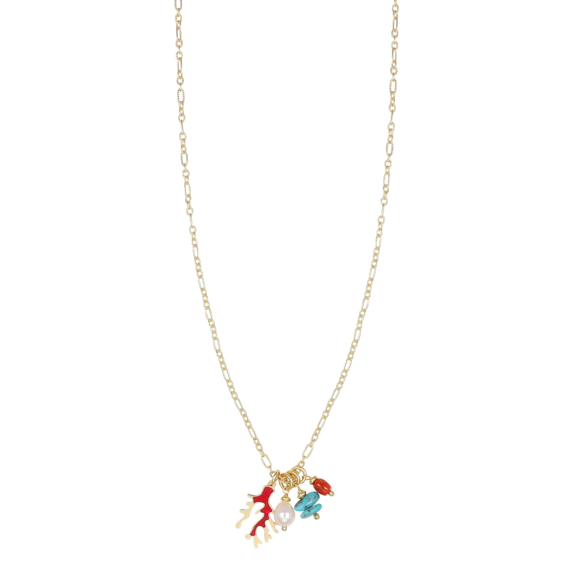 Summer necklace in silver with coral charm - NIVY