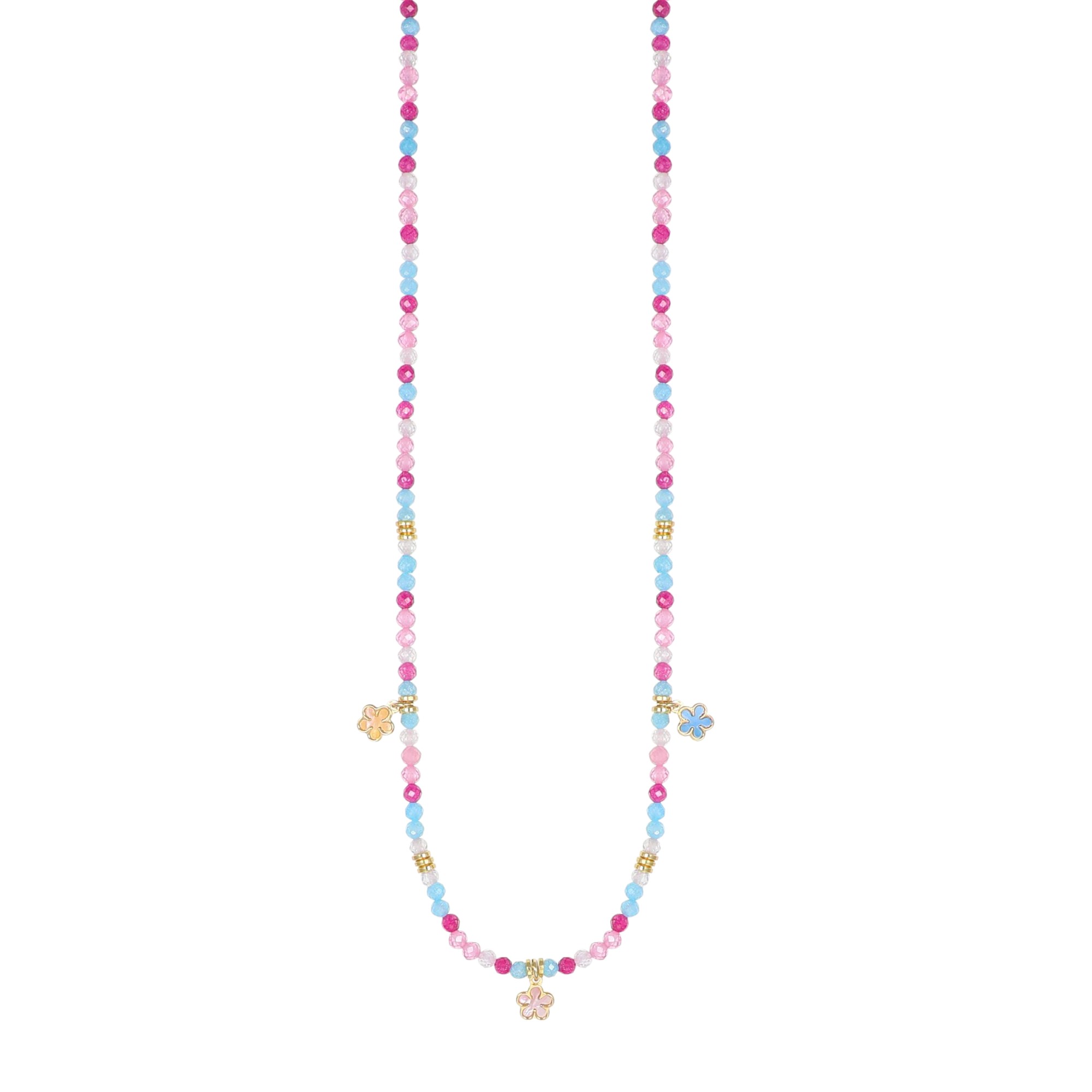 Summer necklace in silver with flower charms - NIVY