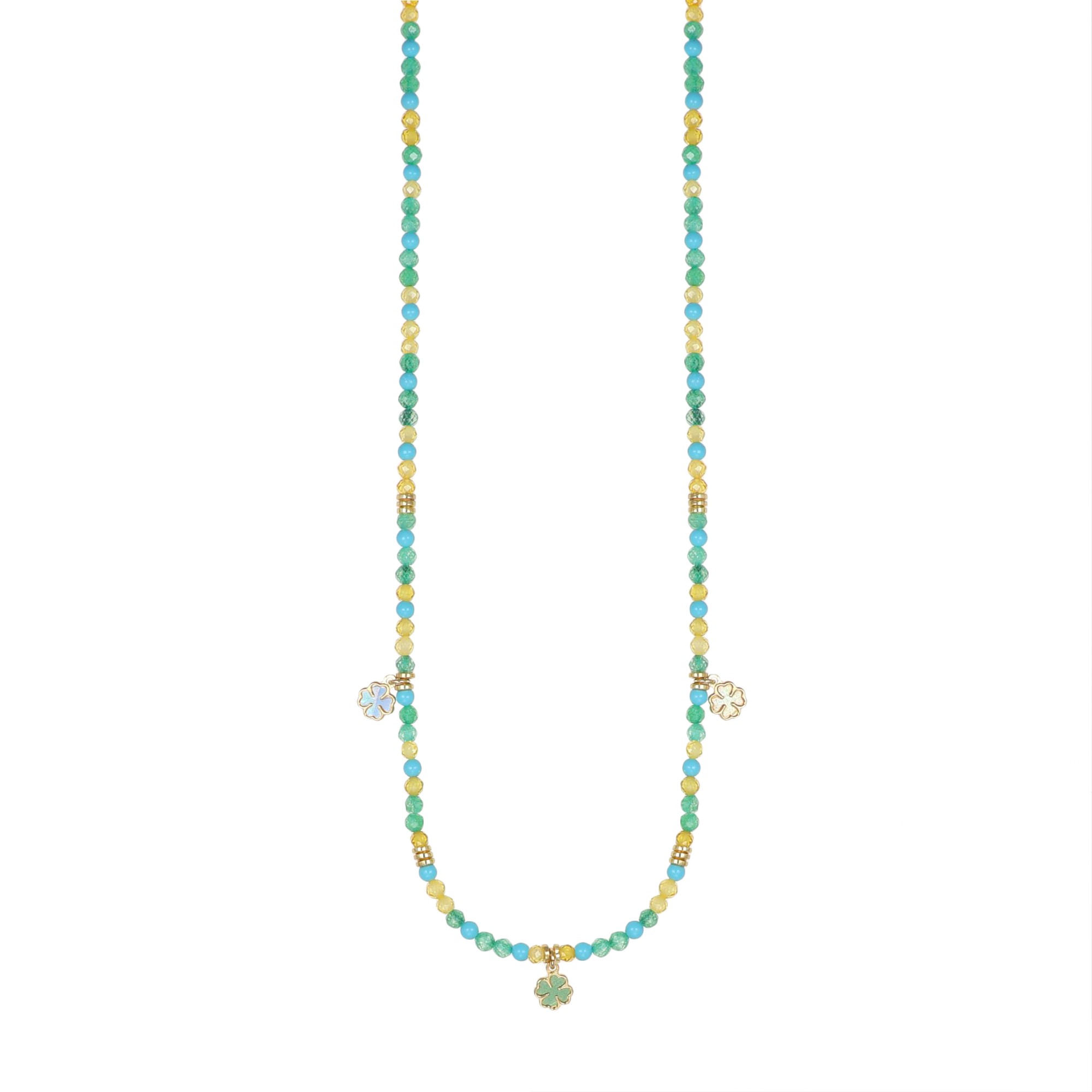 Summer necklace in silver with four-leaf clover charms - NIVY