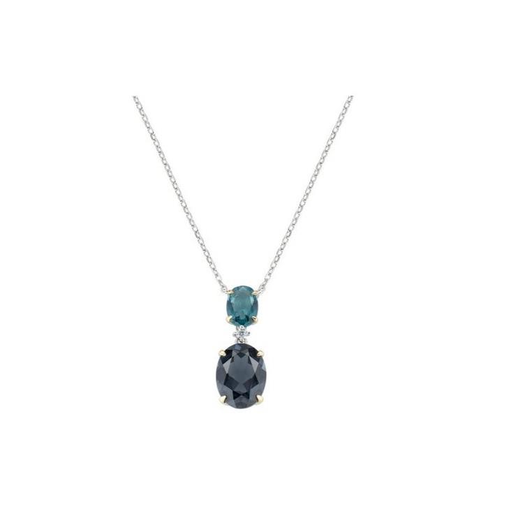 Necklace in silver and colored zircons - AMEN