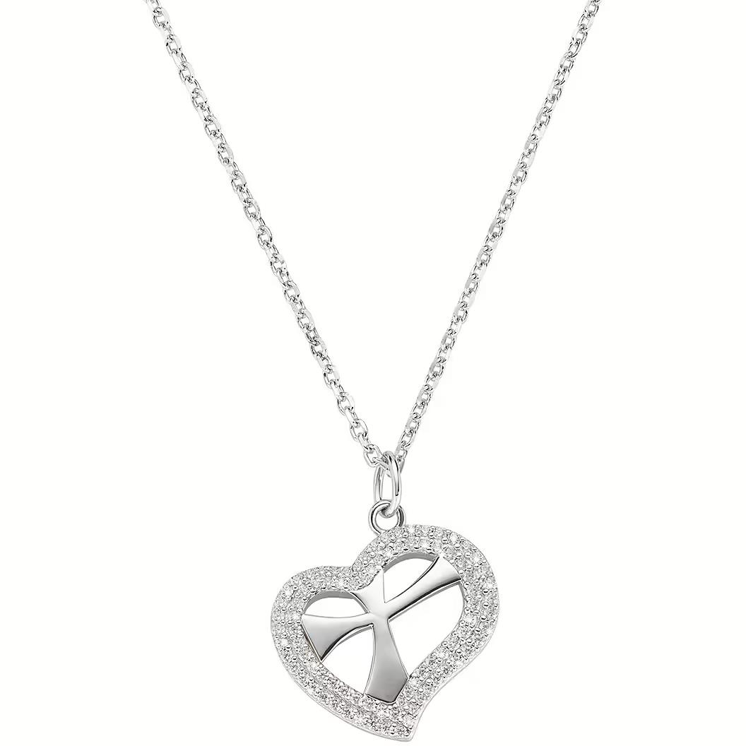 Silver necklace with zircon heart - AMEN