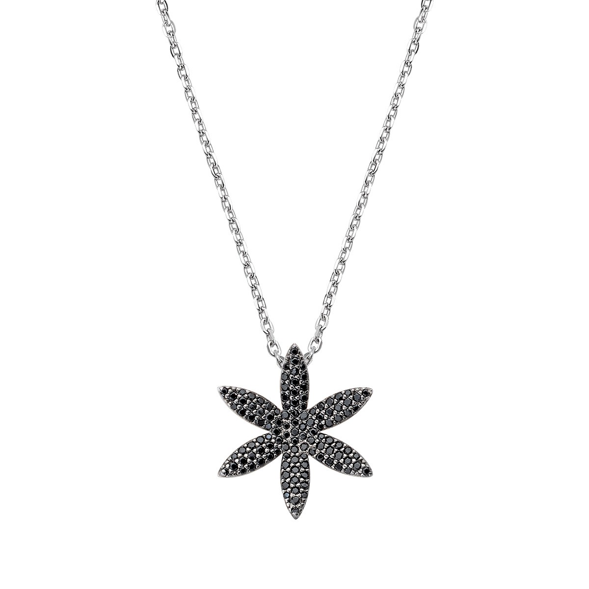 Collana da donna in argento 925 rodiato con zirconi neri - AMEN