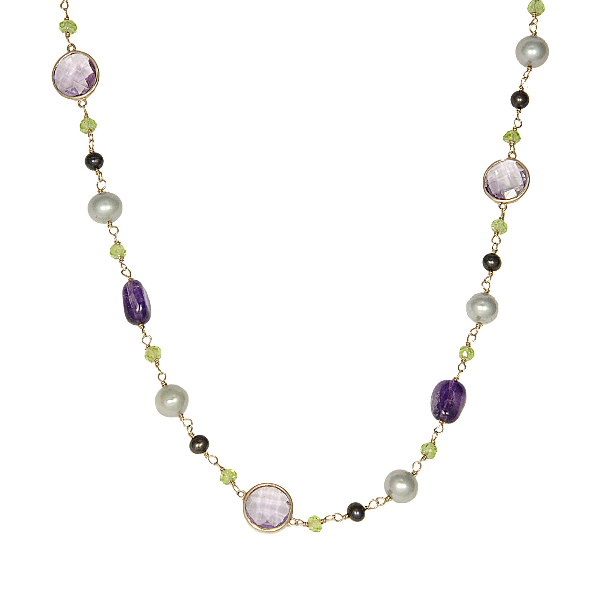 COLLANA IN ARGENTO CON PERLE E AMETISTA - RIVIK