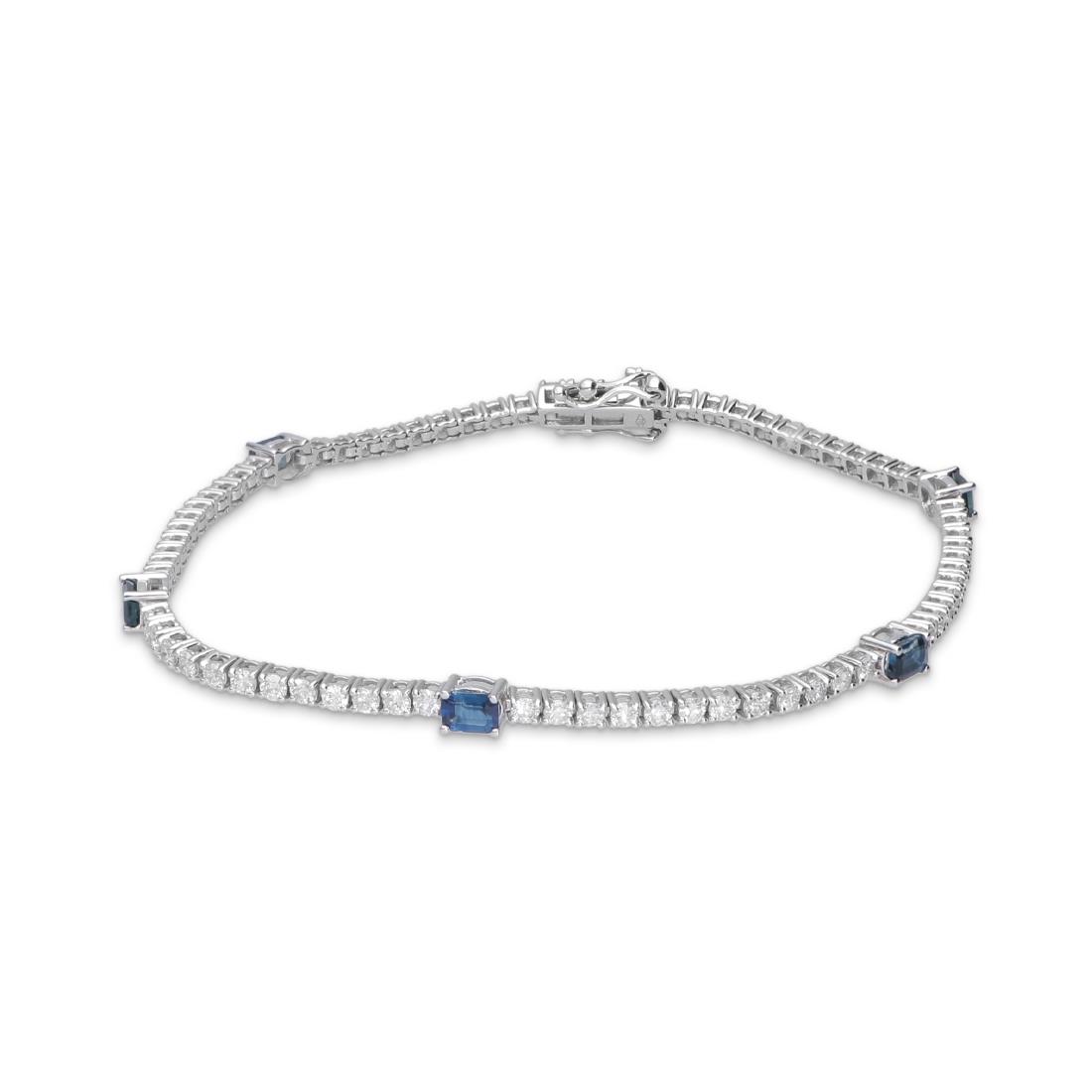 Bracciale tennis in oro con diamanti ct 1.60 e zaffiri ct 1.10 - ALFIERI & ST. JOHN