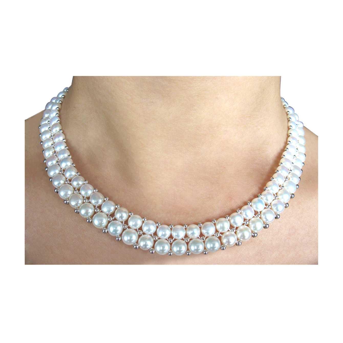 Collana in argento con perle button - MAYUMI