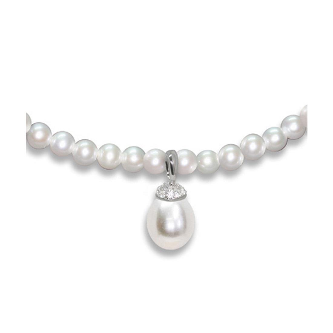 Collana in argento con zirconi e perle - MAYUMI
