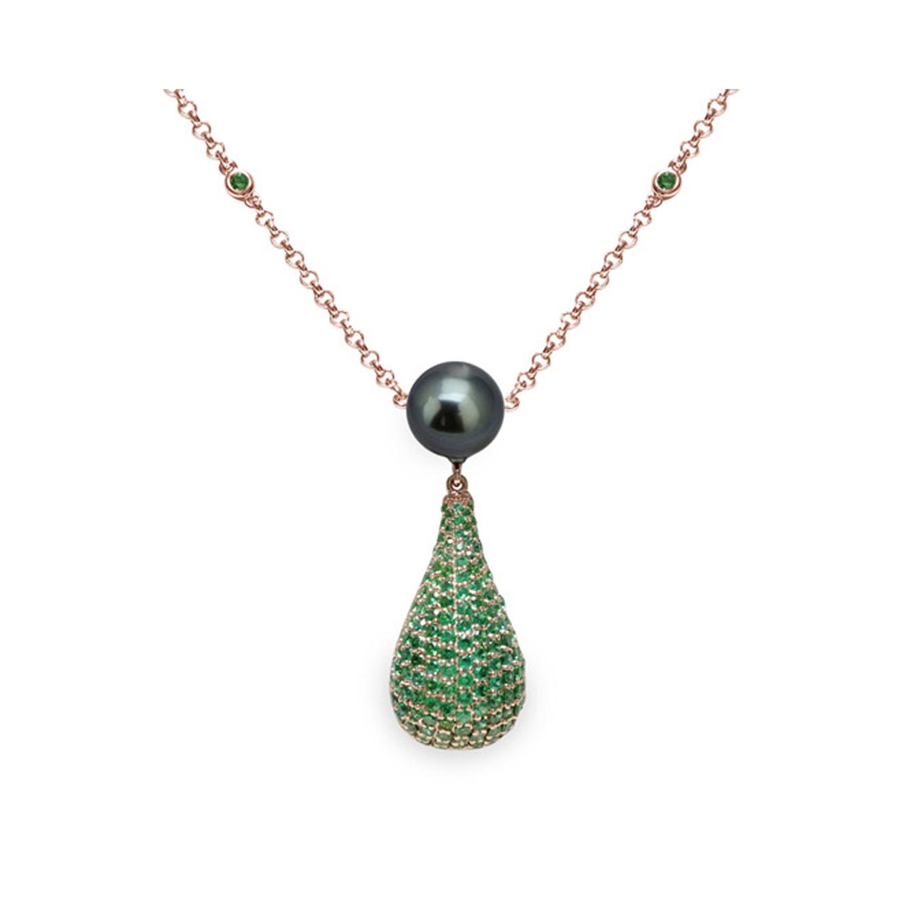 Collana con zirconi verdi e perla Tahitiana - MAYUMI
