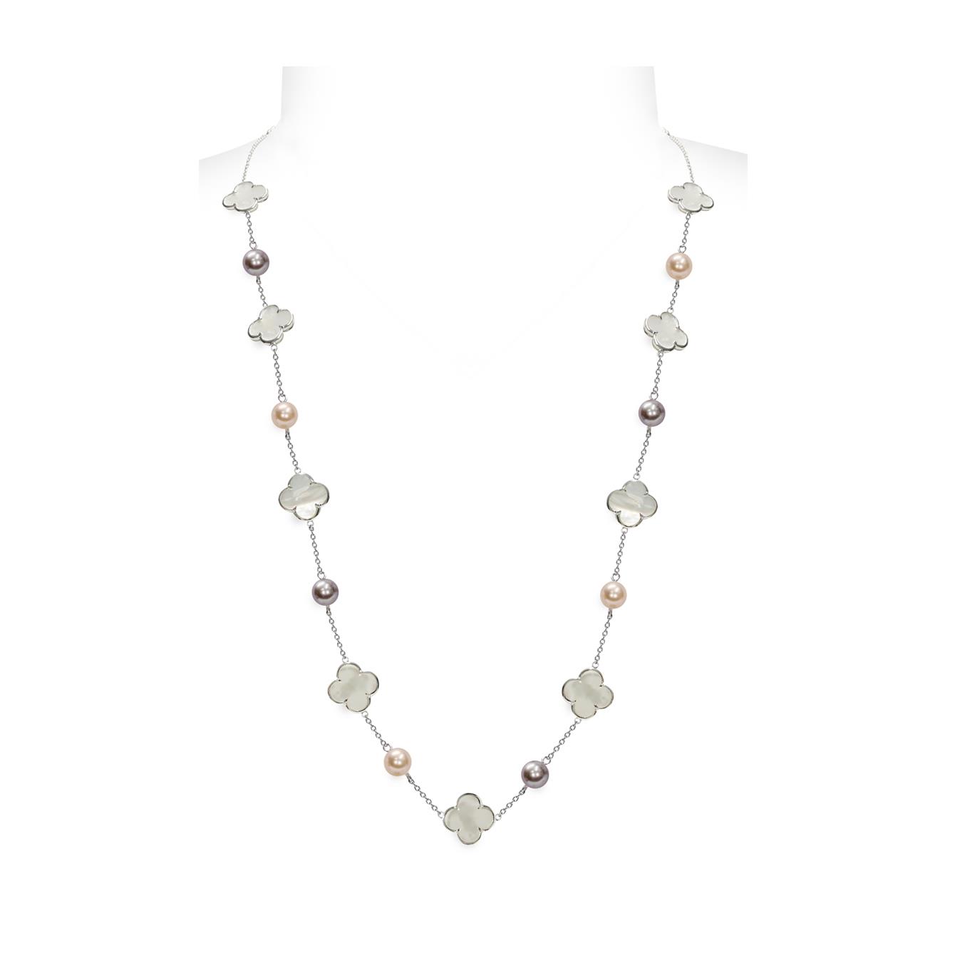 Collana lunga con perle multicolor in argento - MAYUMI