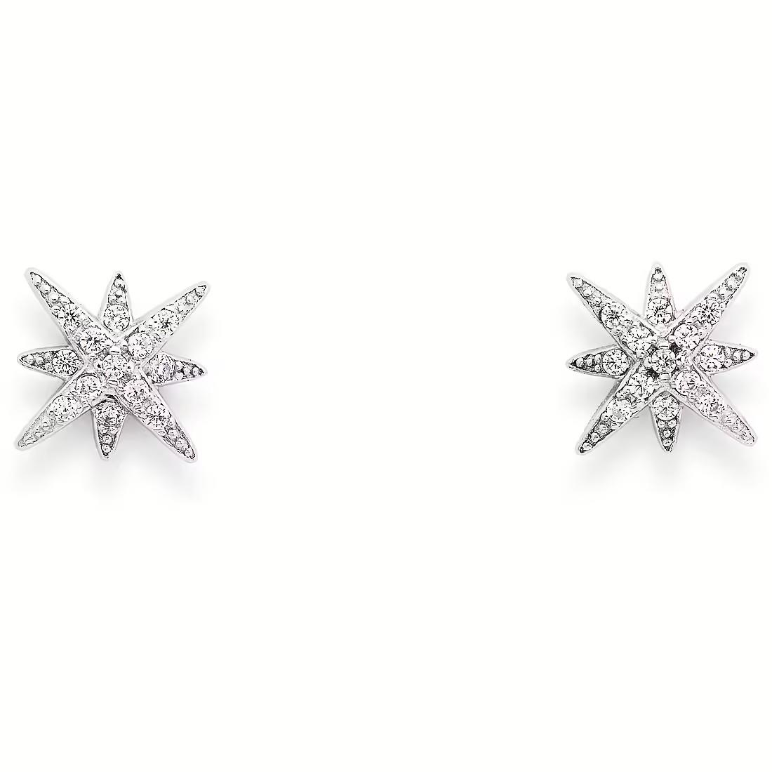 Star earrings in silver and zircons - AMEN