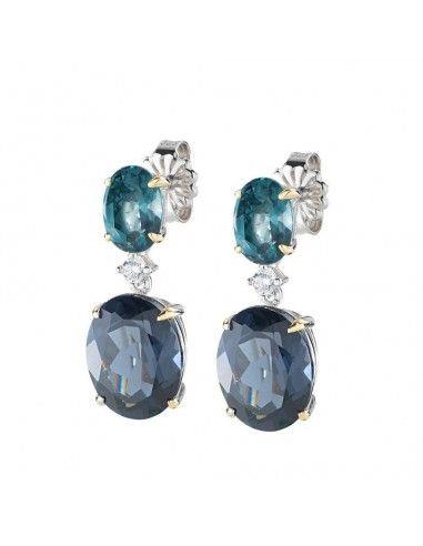 Earrings with blue, gray and white zircons - AMEN
