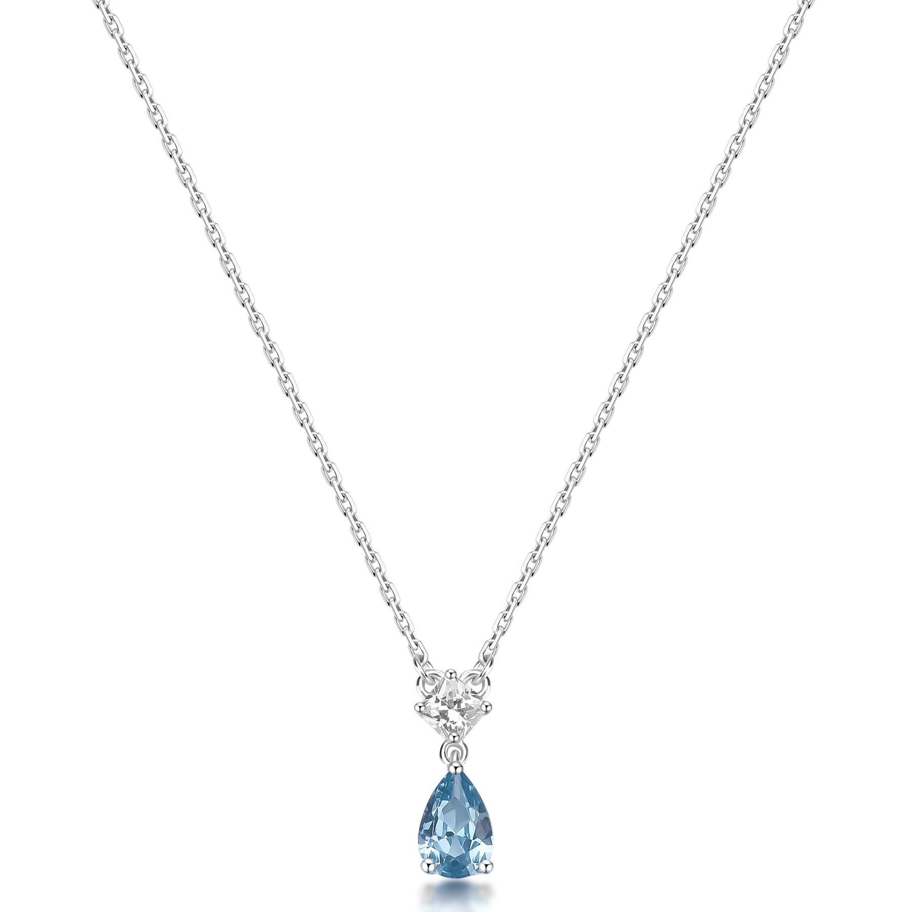 Collana Fancy in argento con zircone a goccia azzurro - BROSWAY