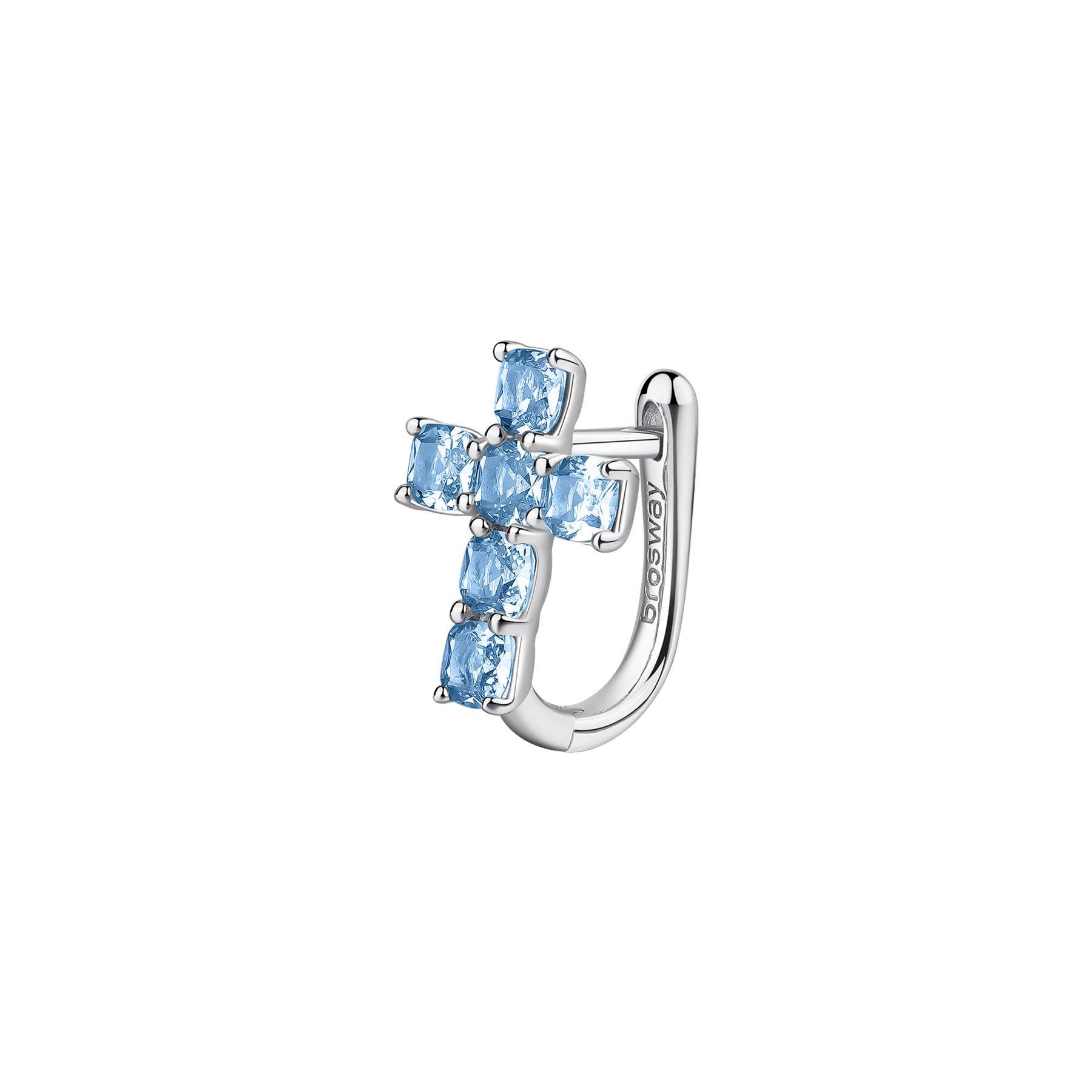 Mono orecchino Fancy in argento zirconi azzurri - BROSWAY