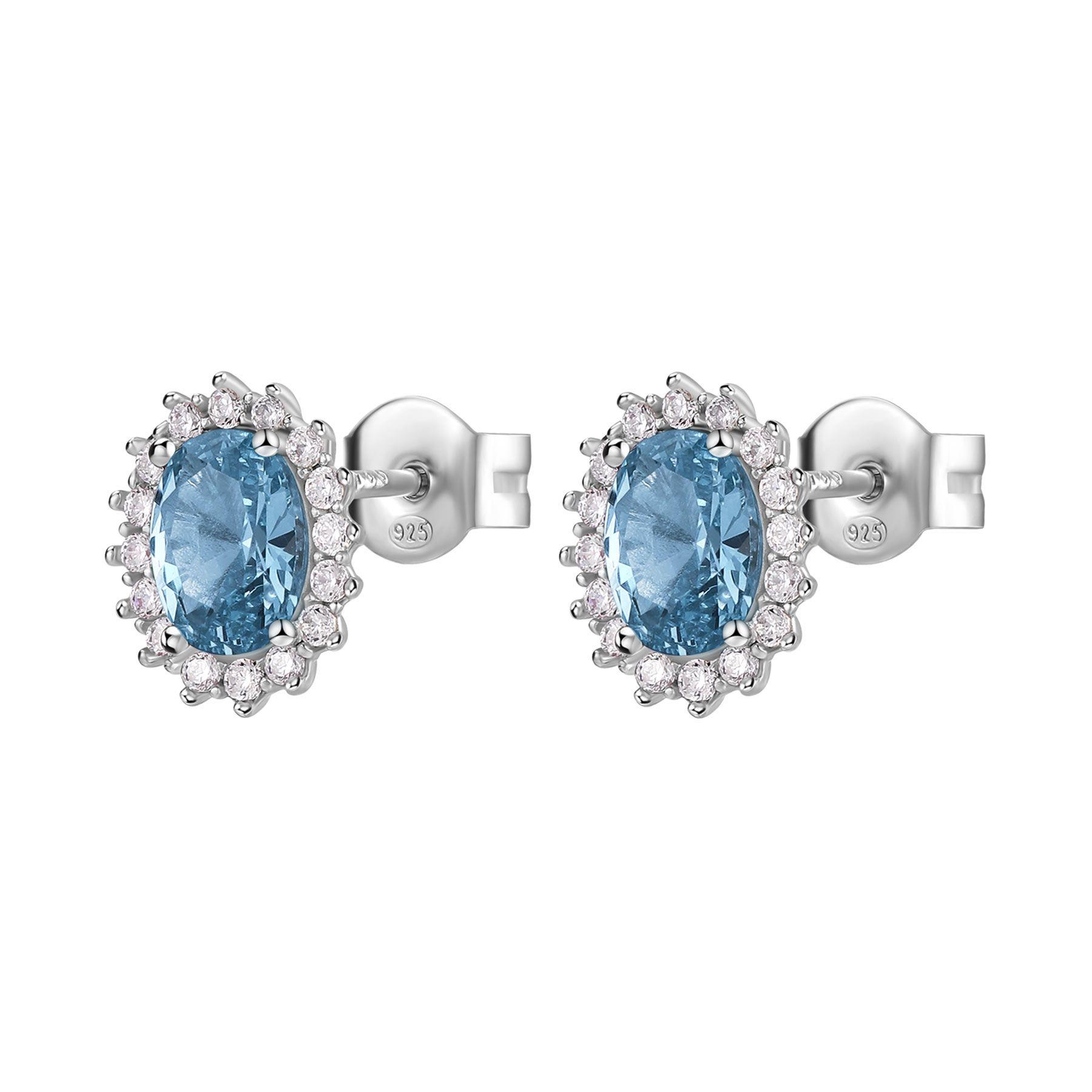 Fancy earrings in sterling silver with blue and white cubic zirconia - BROSWAY