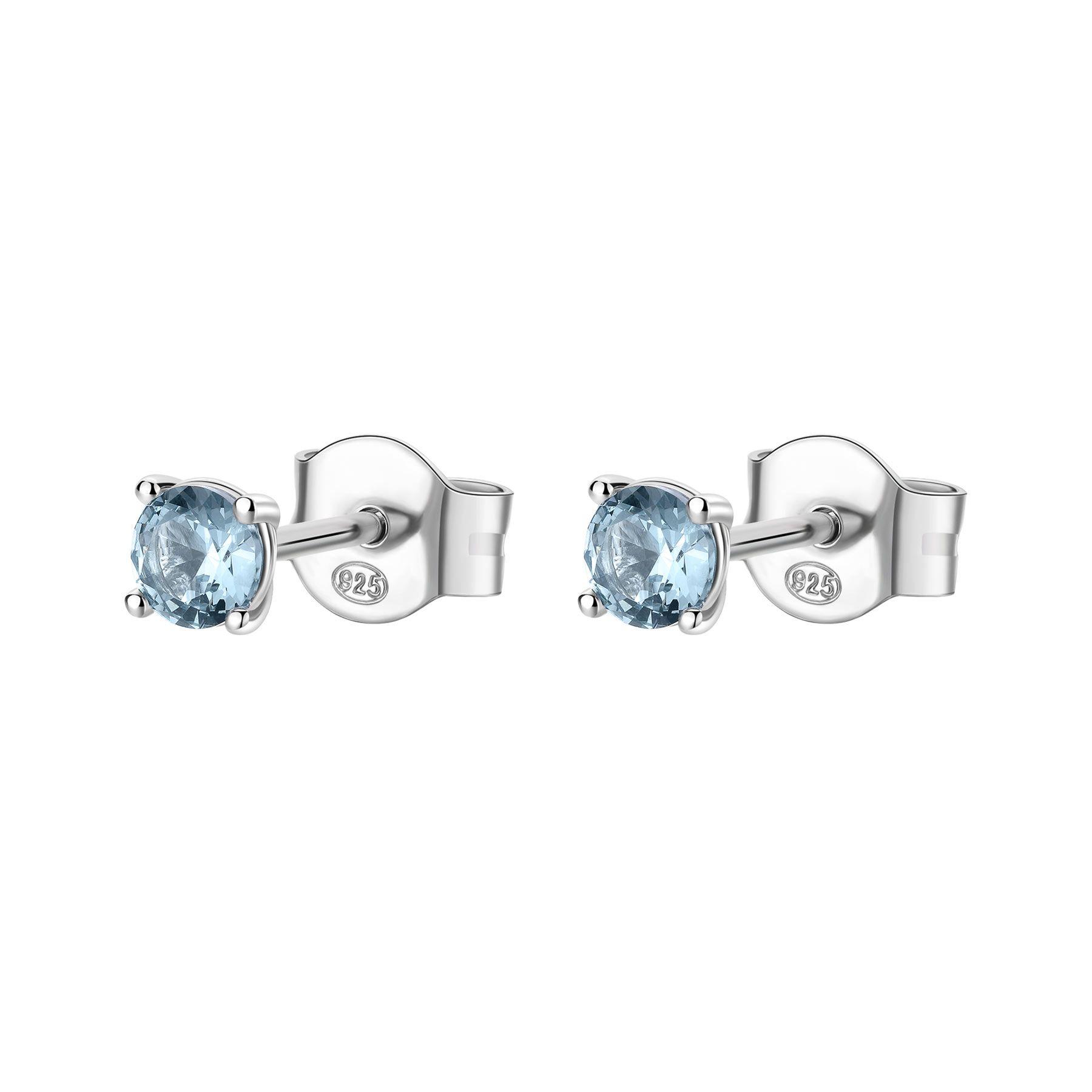 Orecchini Fancy punto luce in argento con zircone azzurro - BROSWAY