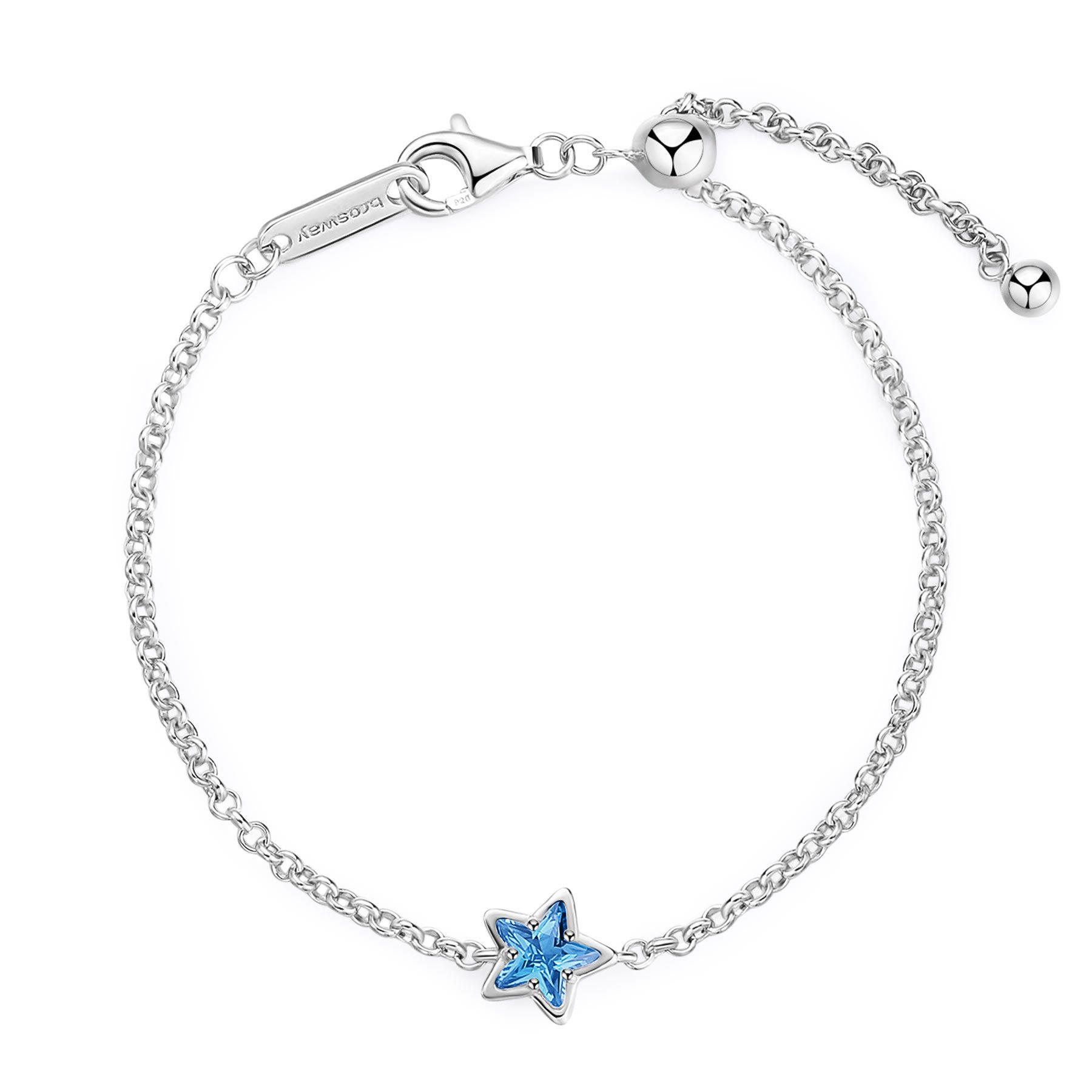 Fancy silver bracelet with blue cubic zircon star - BROSWAY