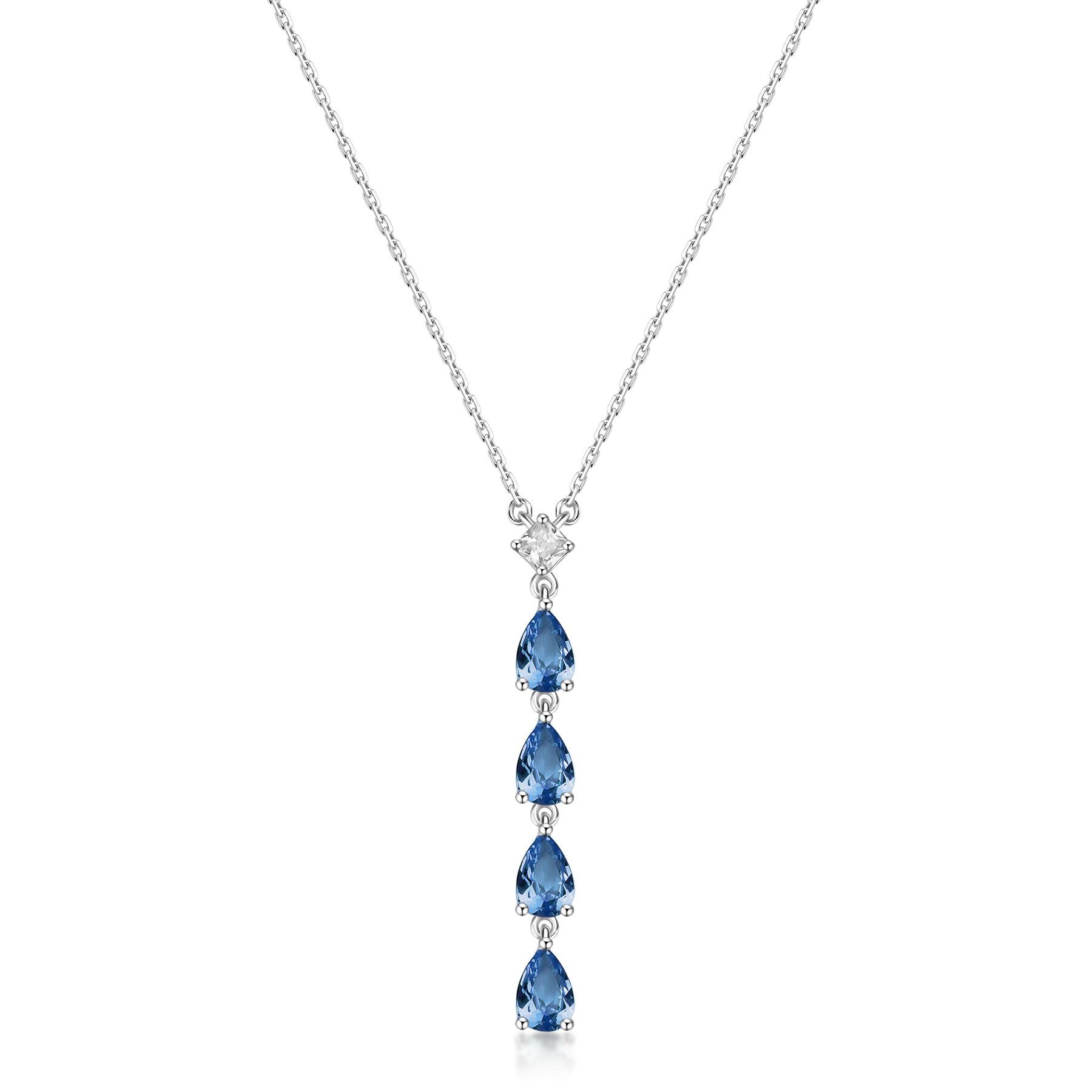 Collana Fancy in argento con zirconi a goccia azzurri - BROSWAY