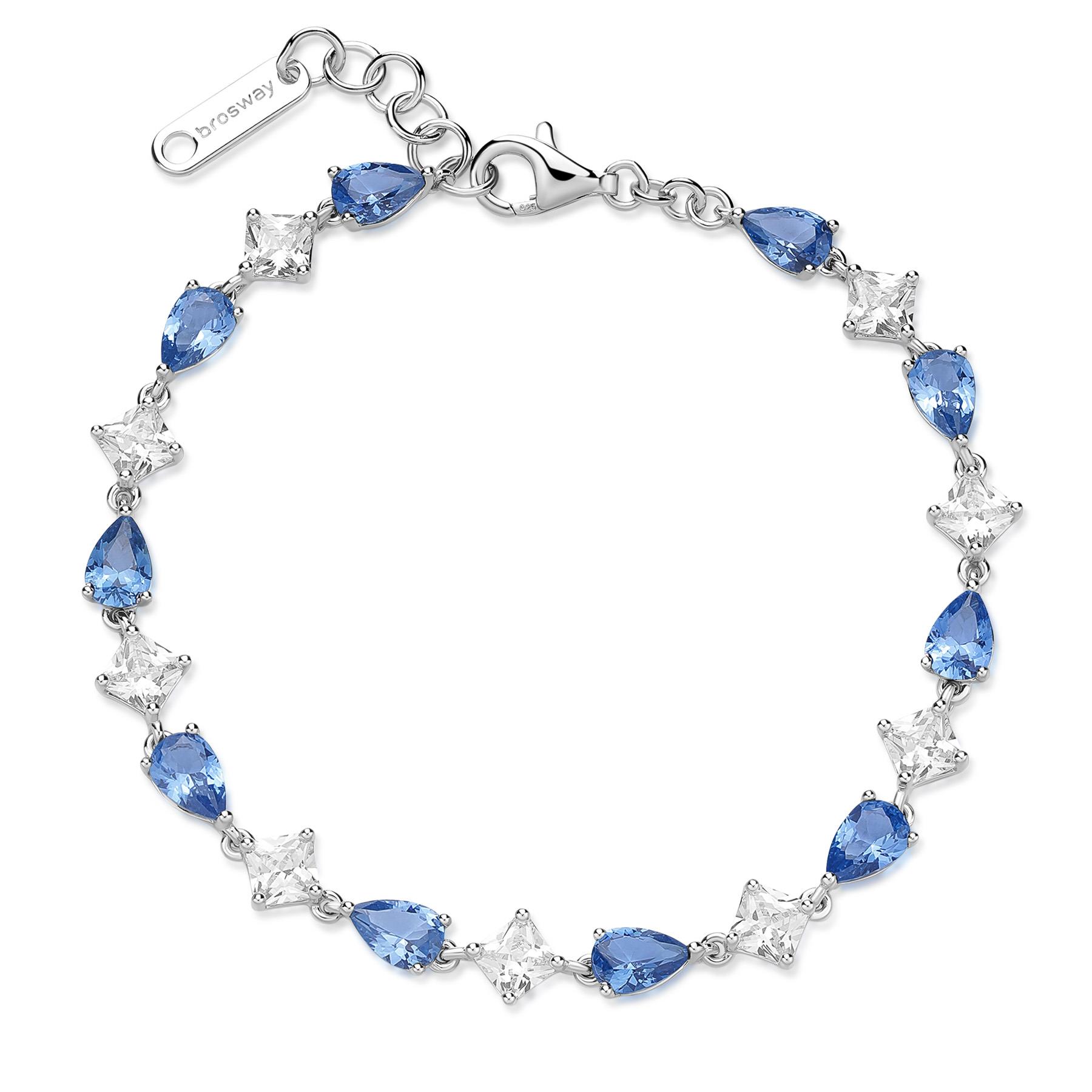 Pulsera de plata de fantas&iacute;a con circonitas blancas y azules - BROSWAY
