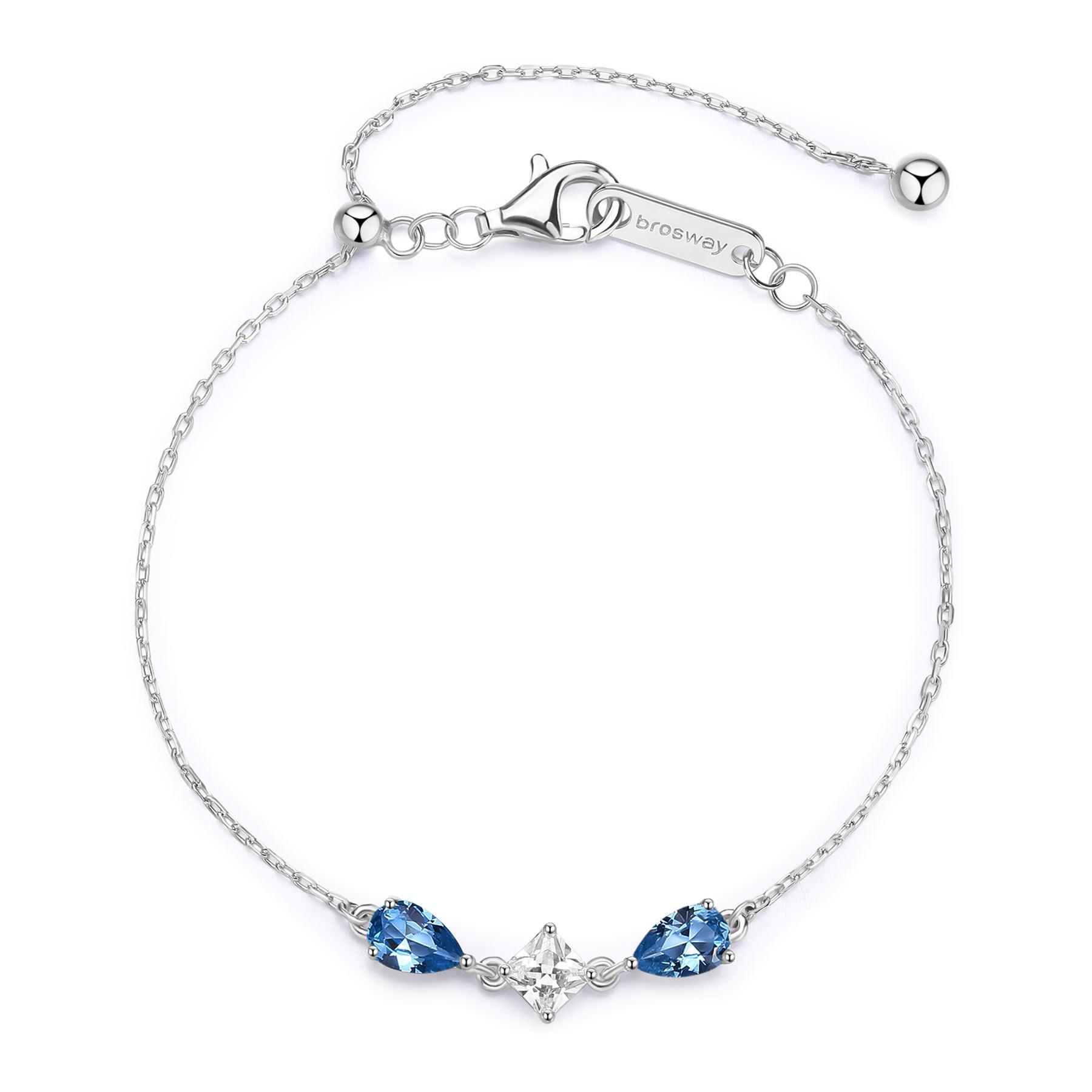 Bracciale Fancy in argento con zirconi azzurri  e bianchi - BROSWAY