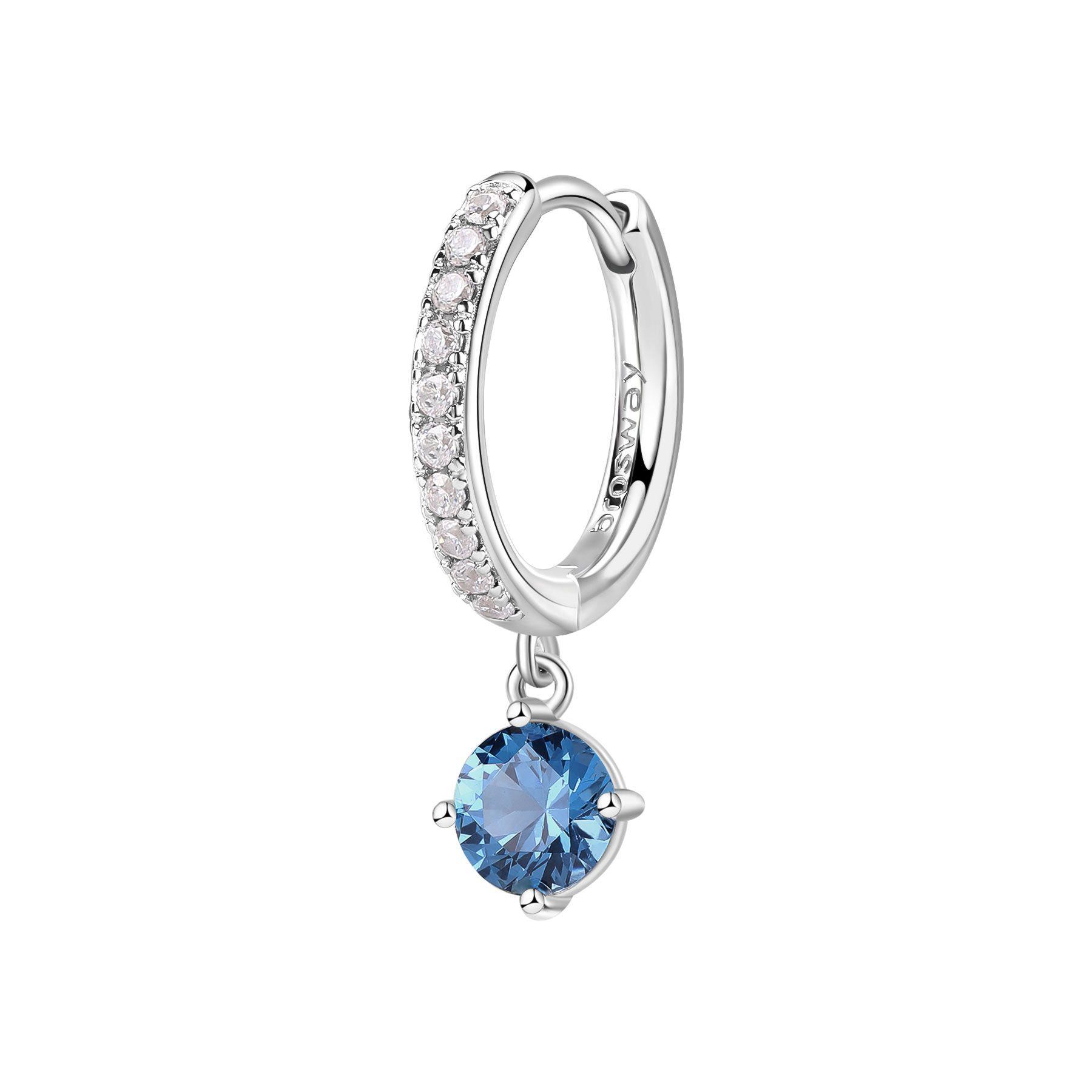 Mono orecchino in argento con zircone azzurro - BROSWAY