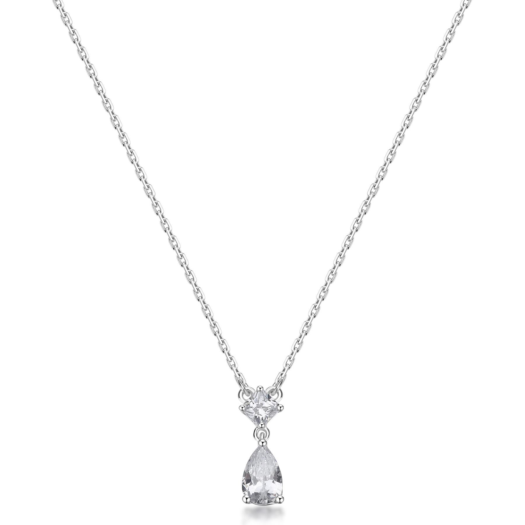 Collana Fancy in argento con zircone bainco a goccia - BROSWAY