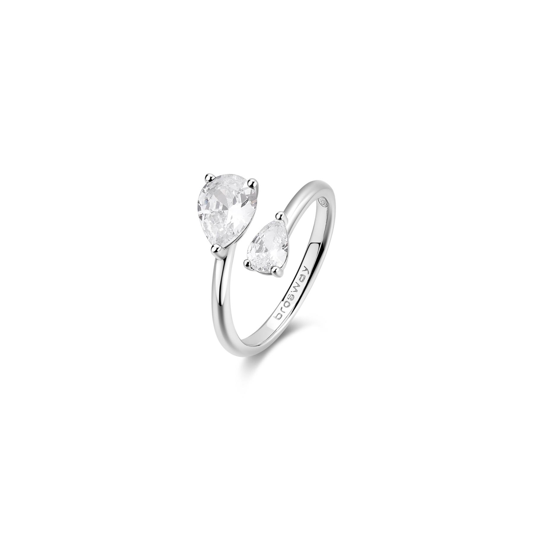 Fancy silver ring with white cubic zirconia - BROSWAY