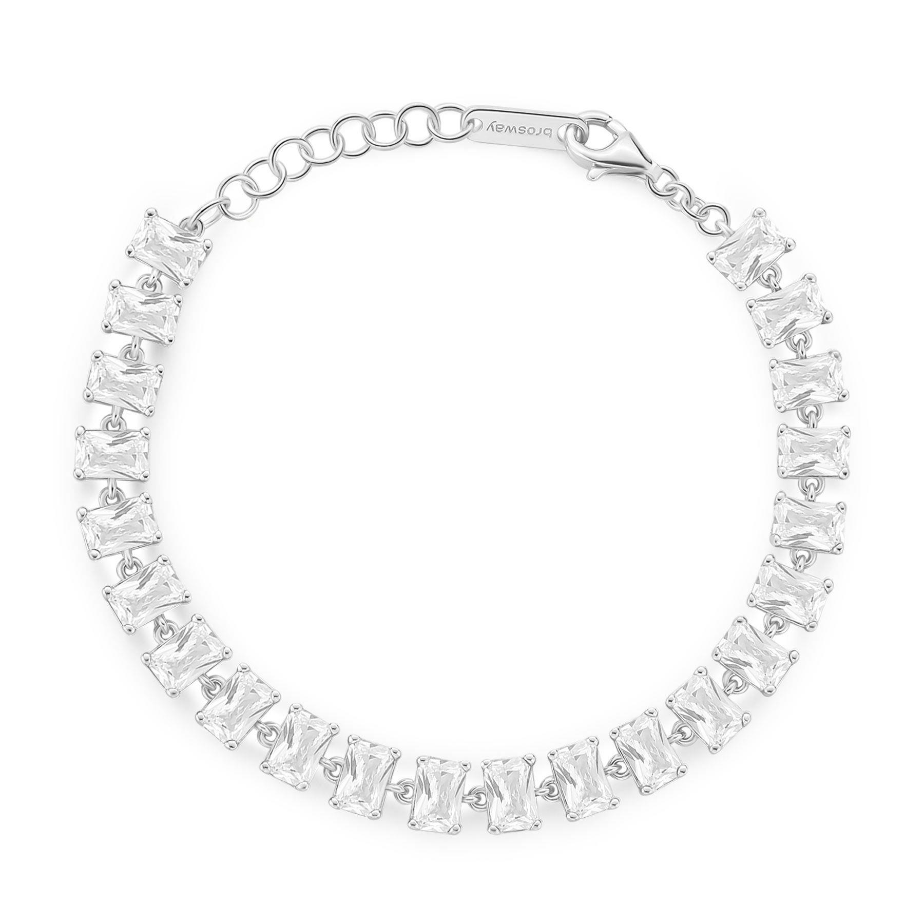 Bracciale Fancy in argento con zirconi a baguette bianchi - BROSWAY