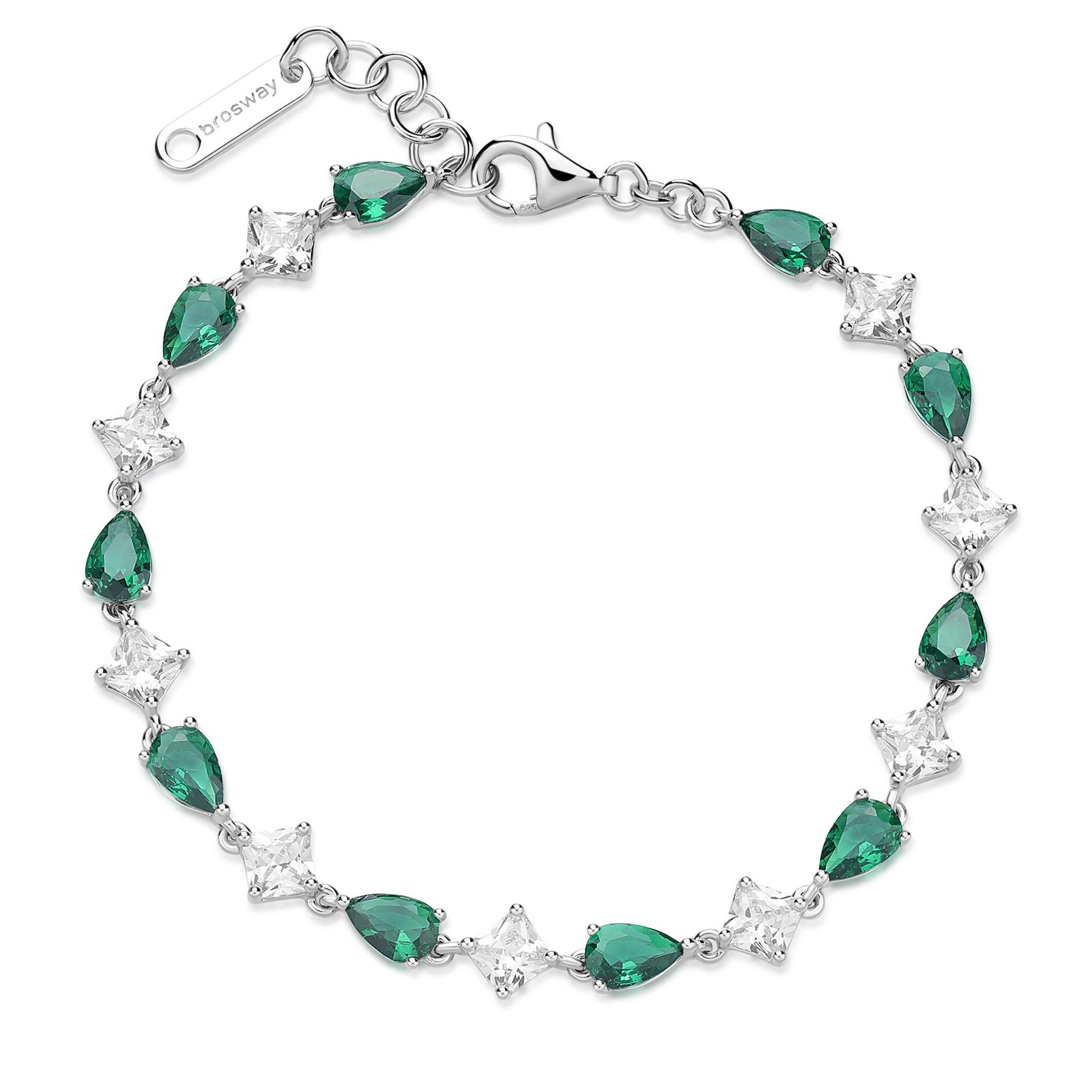 Bracciale Fancy in argento con zirconi verdi e bianchi - BROSWAY