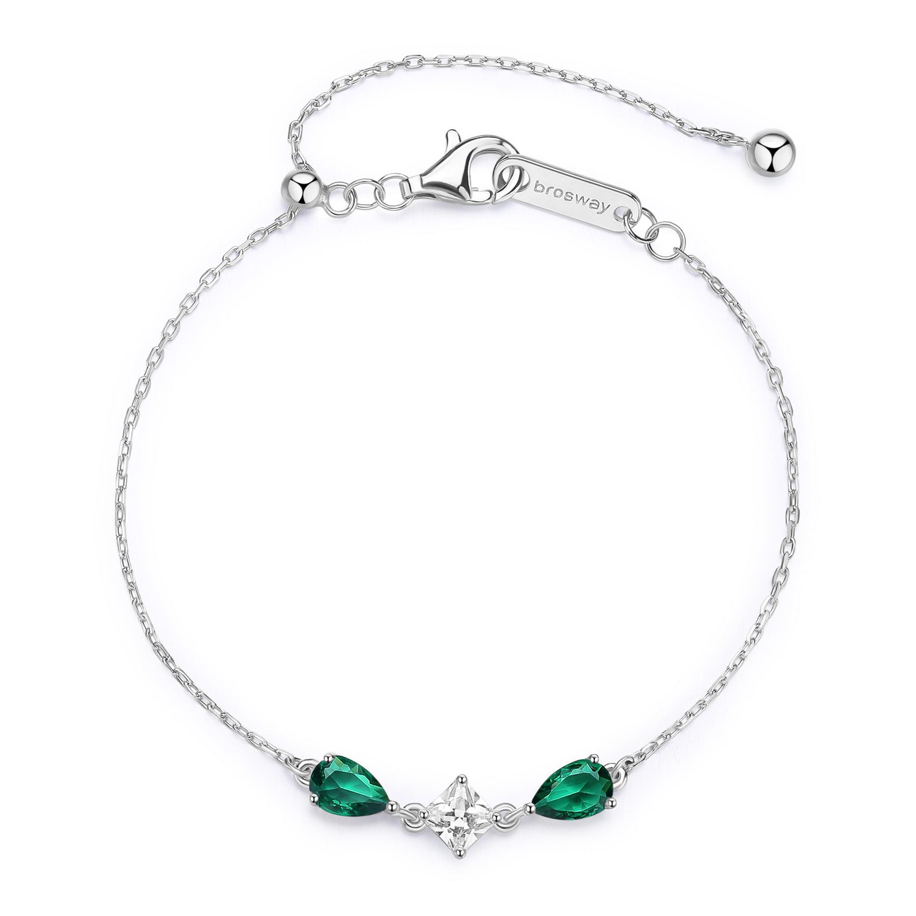 Bracciale Fancy in argento con zirconi verdi e bianchi - BROSWAY