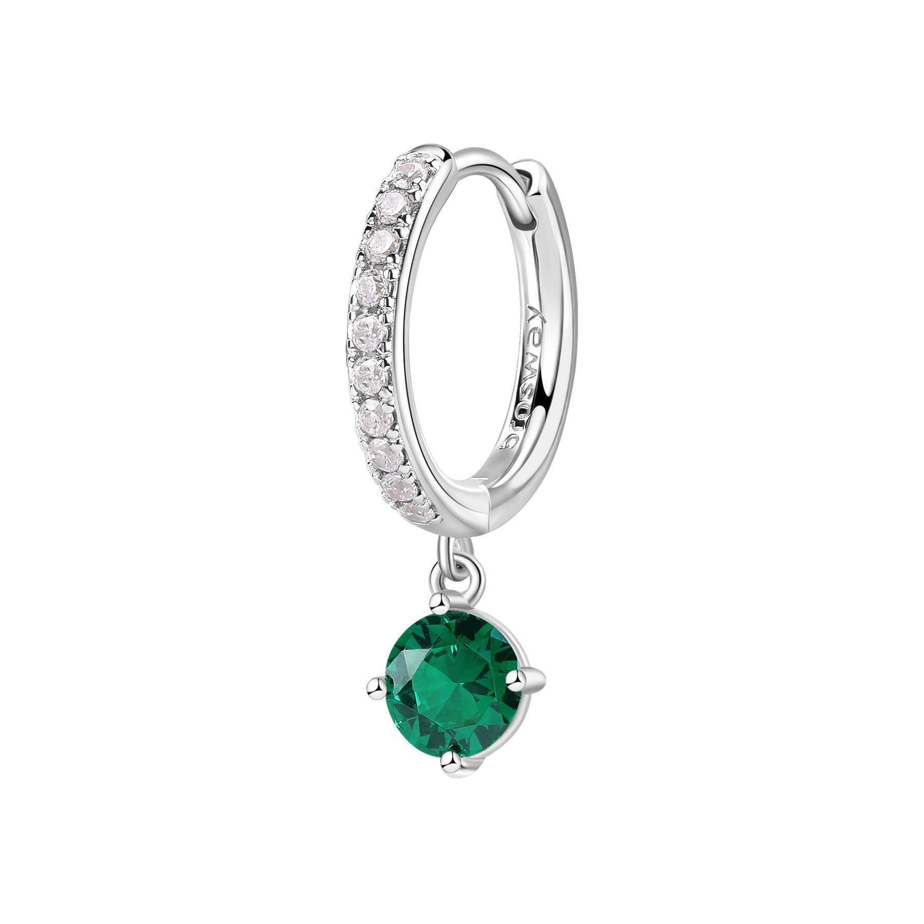 Mono orecchino Fancy in argento con zirconi verde - BROSWAY