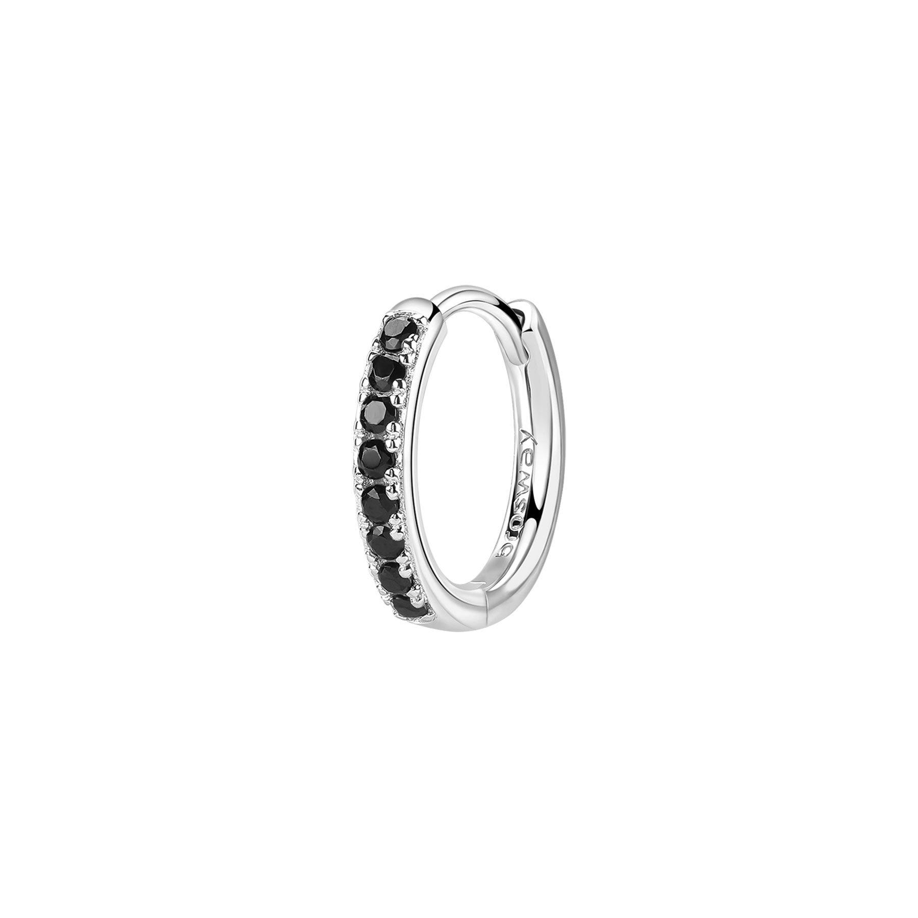 Mono orecchino Fancy in argento con zirconi neri - BROSWAY