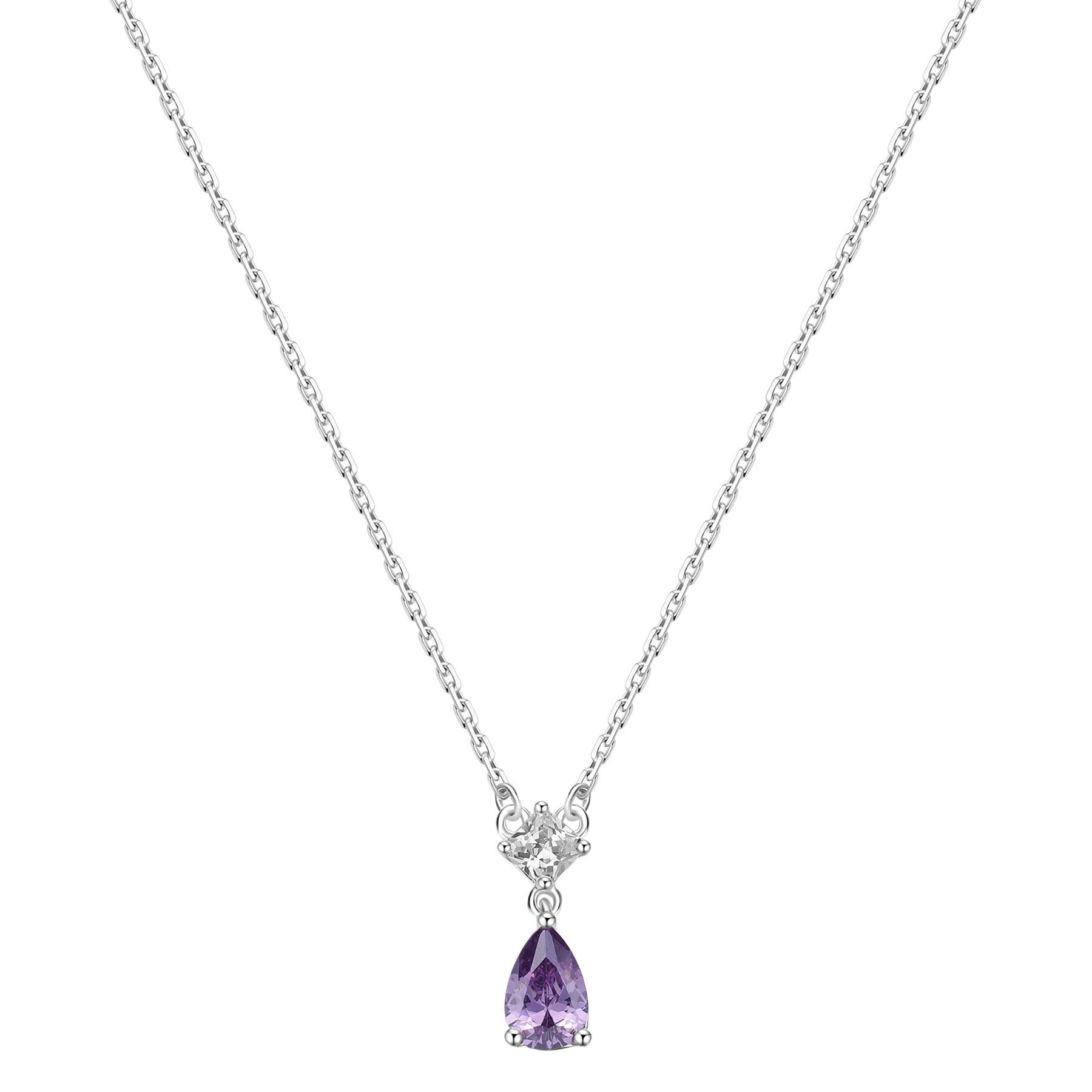 Collana Fancy in argento con zircone a goccia viola - BROSWAY