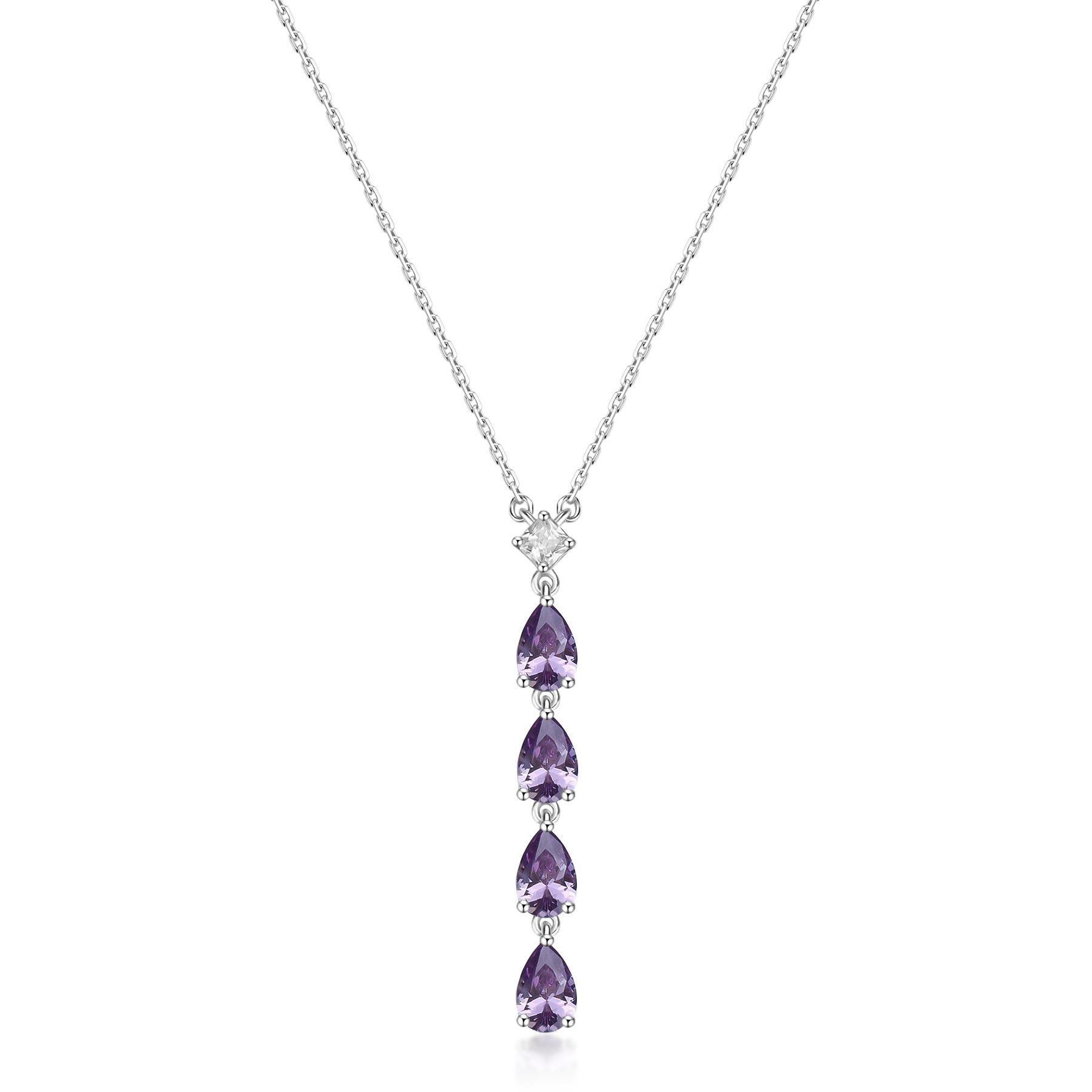 Collana Fancy in argento con zirconi a goccia viola - BROSWAY