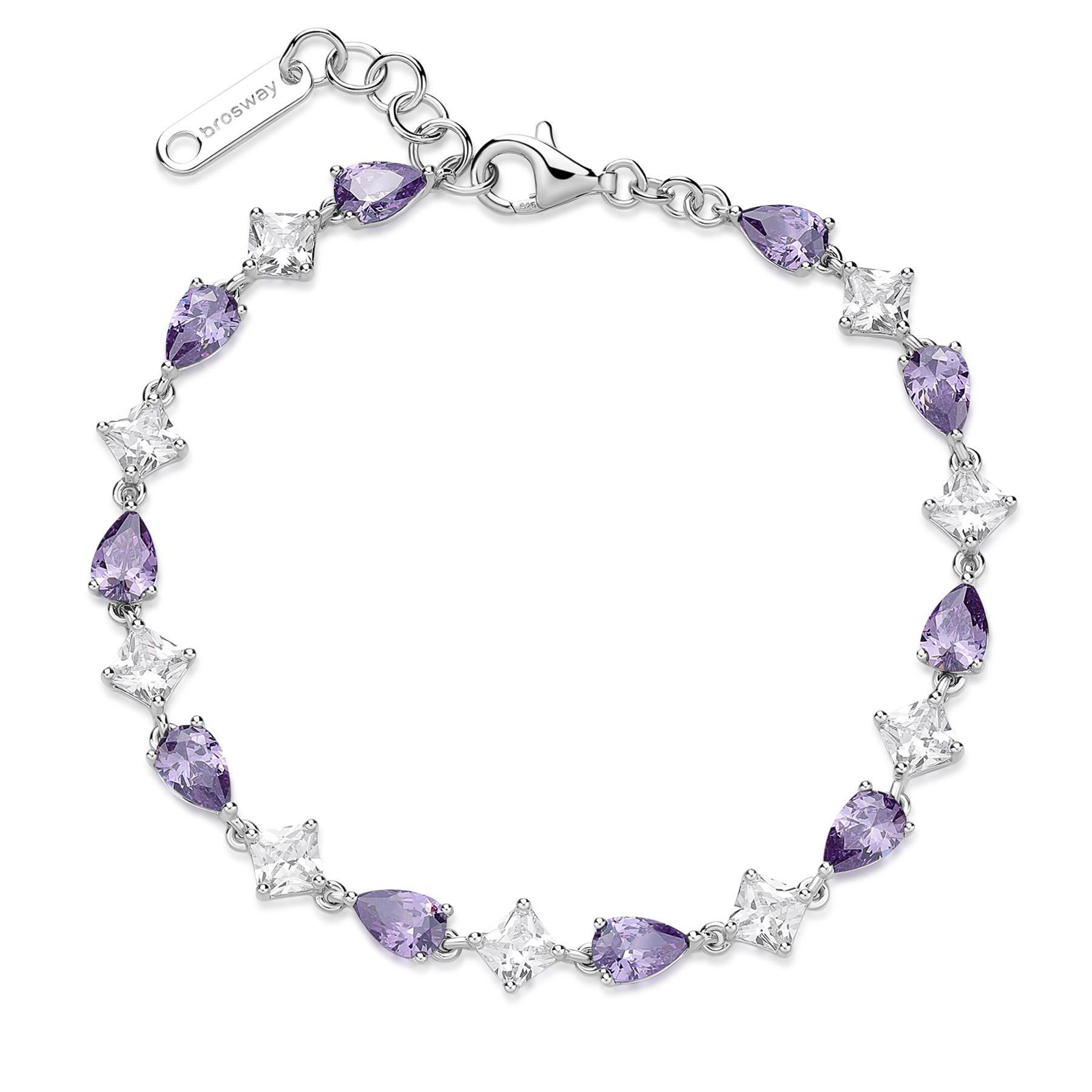 Bracciale Fancy in argento con zirconi bianchi e viola - BROSWAY