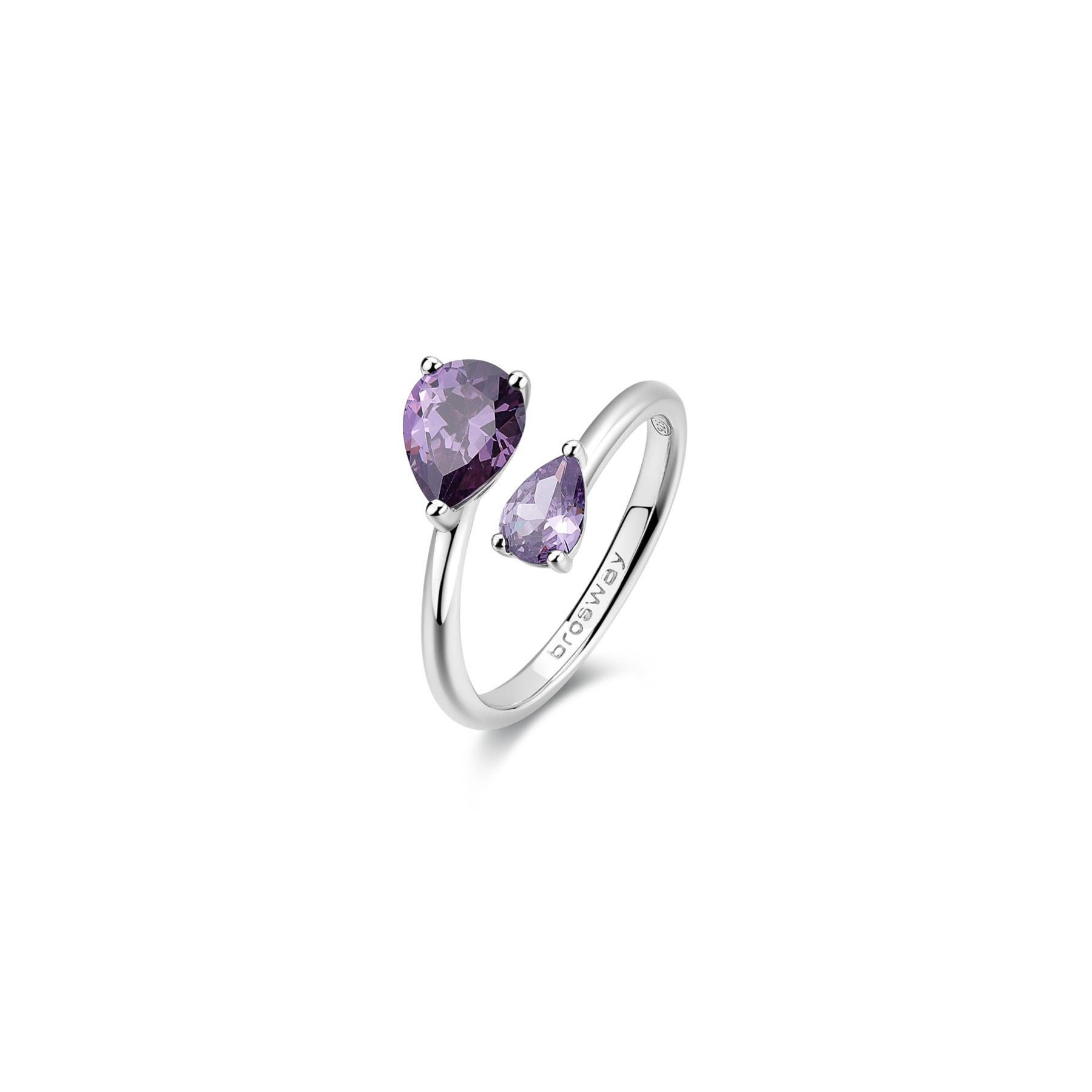 Anello Fancy in argento con zirconi viola - BROSWAY