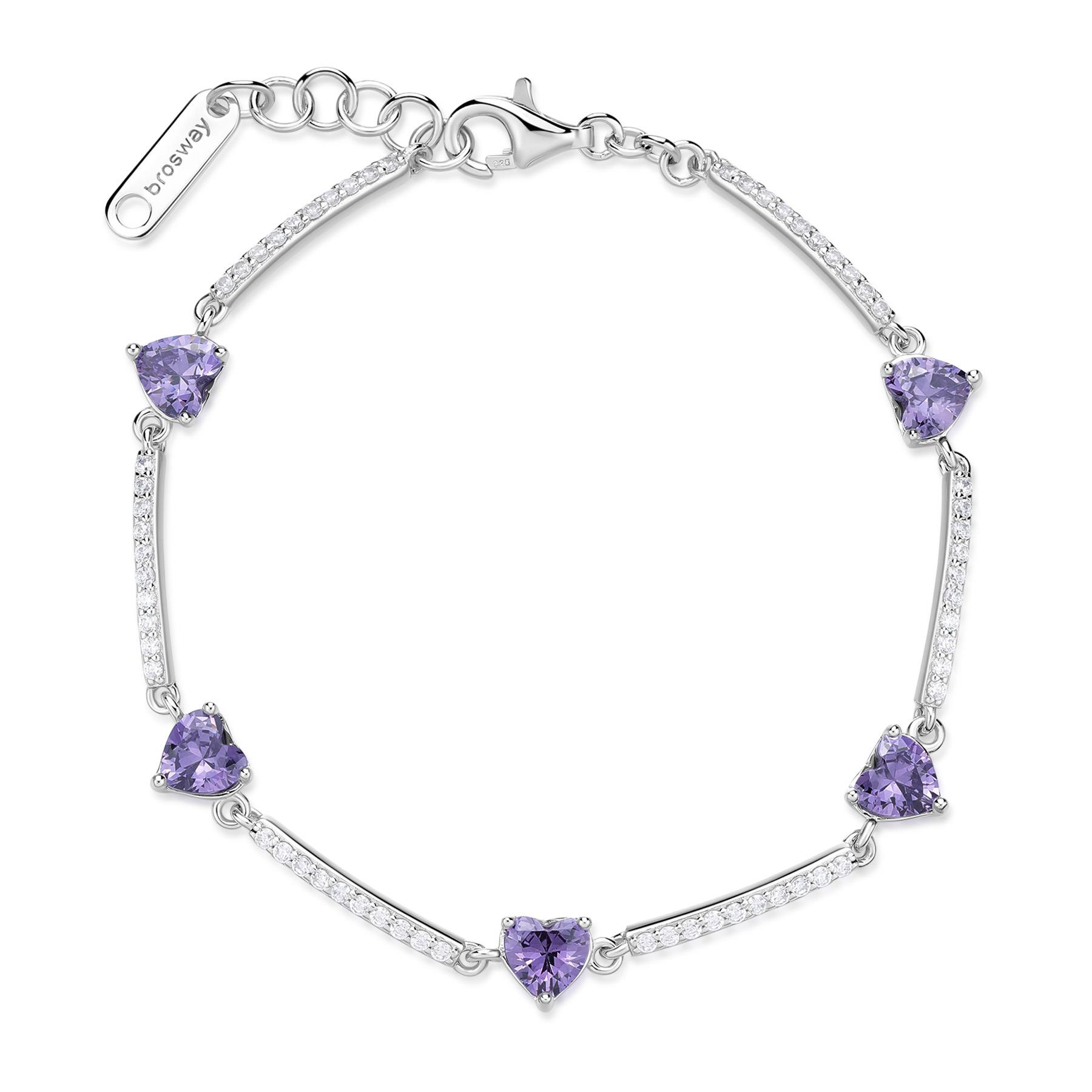 Bracciale Fancy in argento con zirconi bianchi e viola - BROSWAY