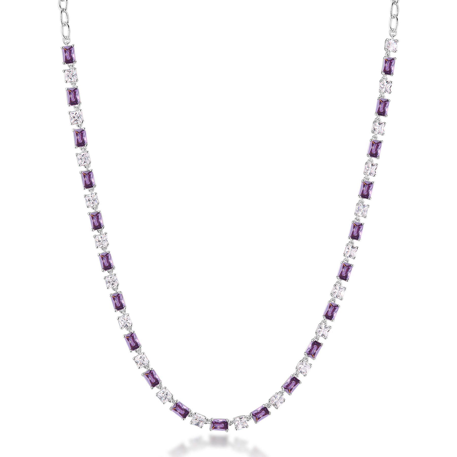 Collana Fancy in argento con zirconi a baguette viola - BROSWAY